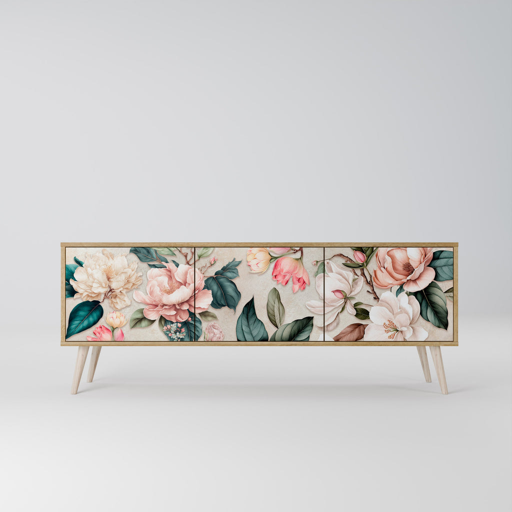 FLORAL GRACE 3θυρη βάση τηλεόρασης σε όψη δρυός