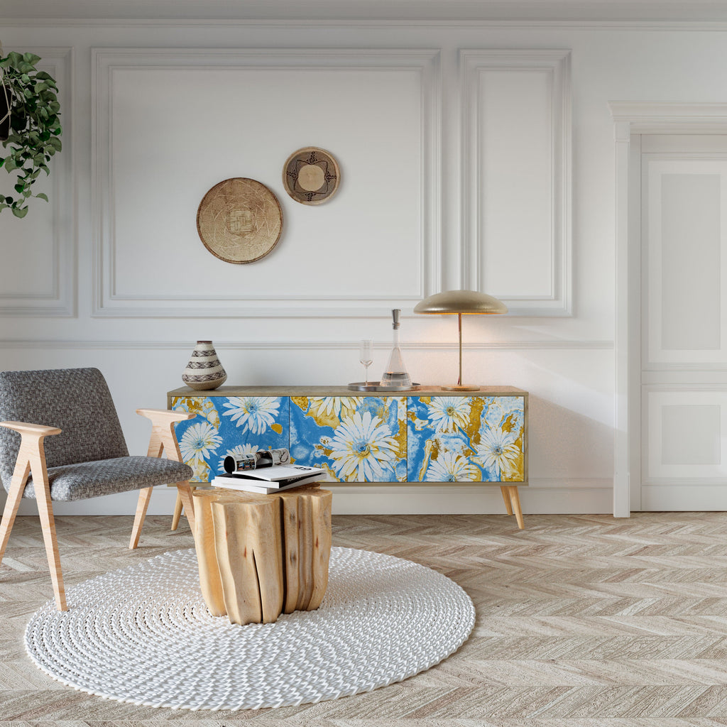 Βάση τηλεόρασης DAISY LUXE με 3 πόρτες σε όψη δρυός
