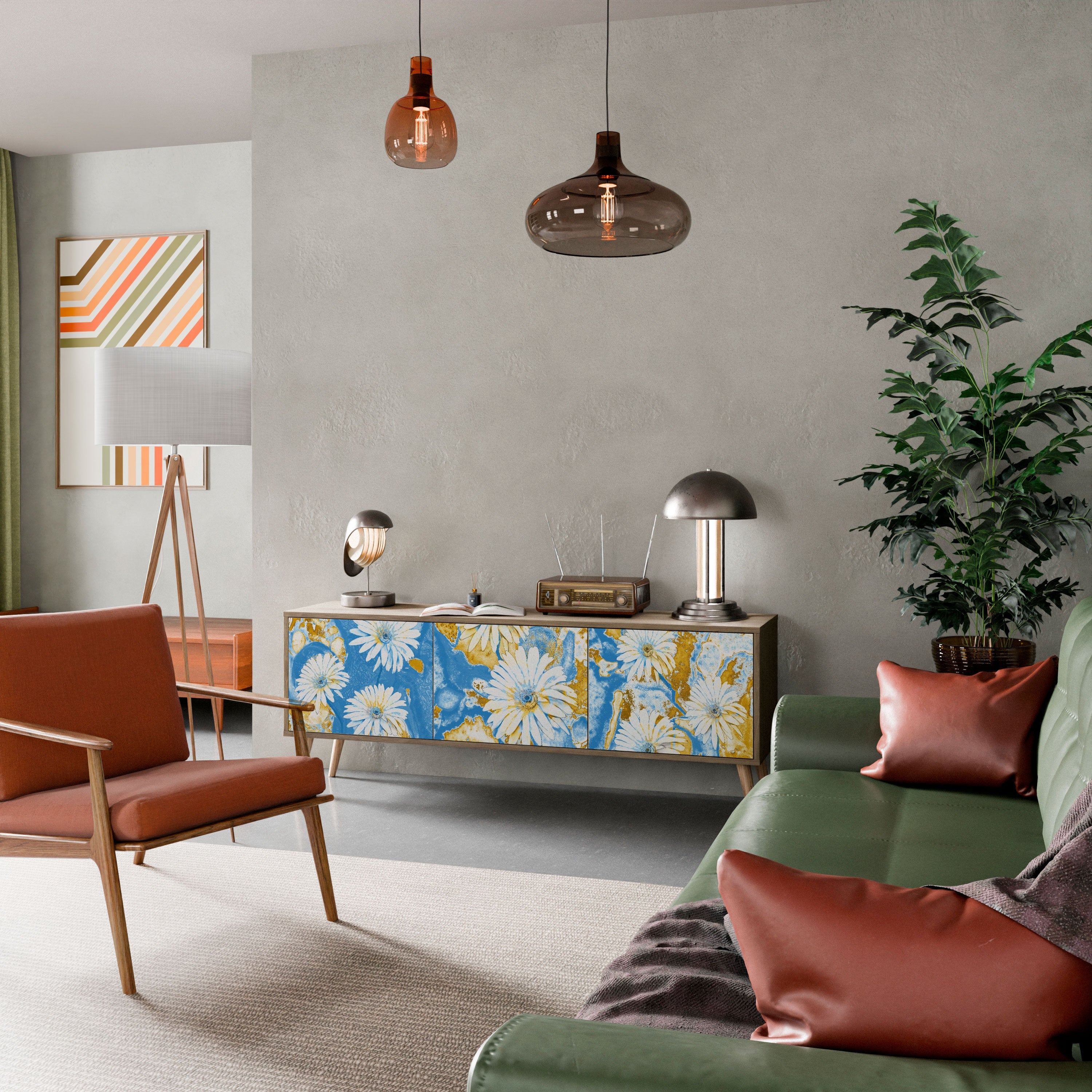 Βάση τηλεόρασης DAISY LUXE με 3 πόρτες σε όψη δρυός