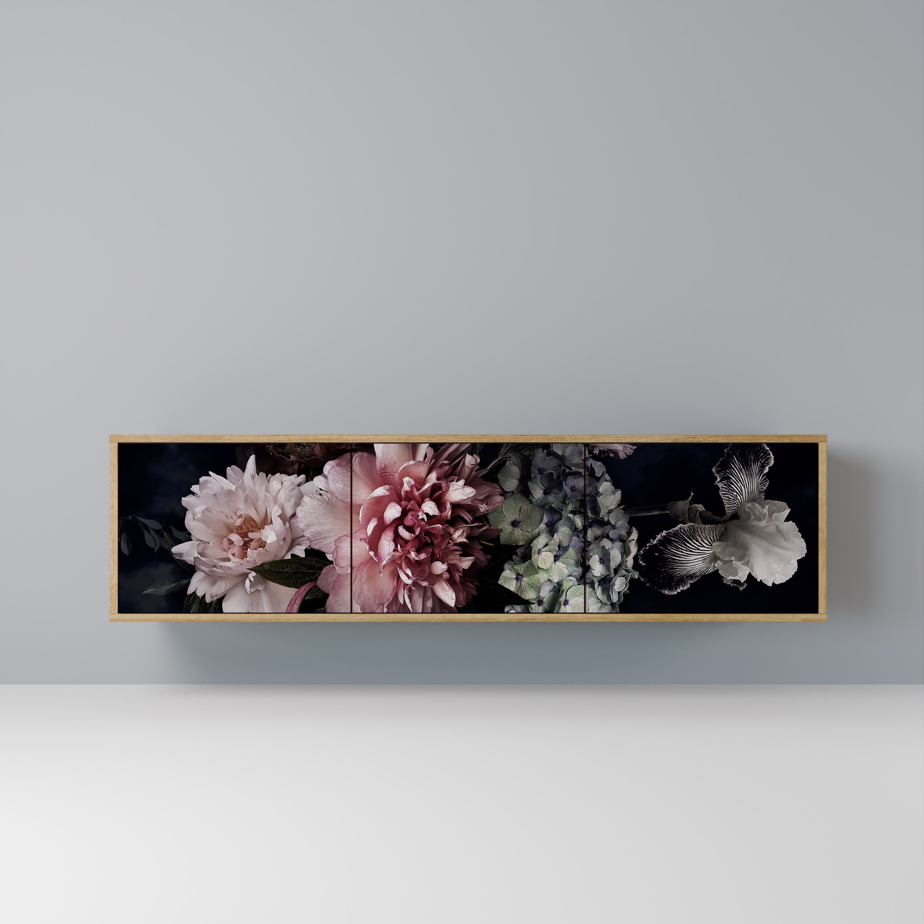 Βάση τηλεόρασης PURE BLOSSOM με 3 πόρτες σε χρώμα δρυός
