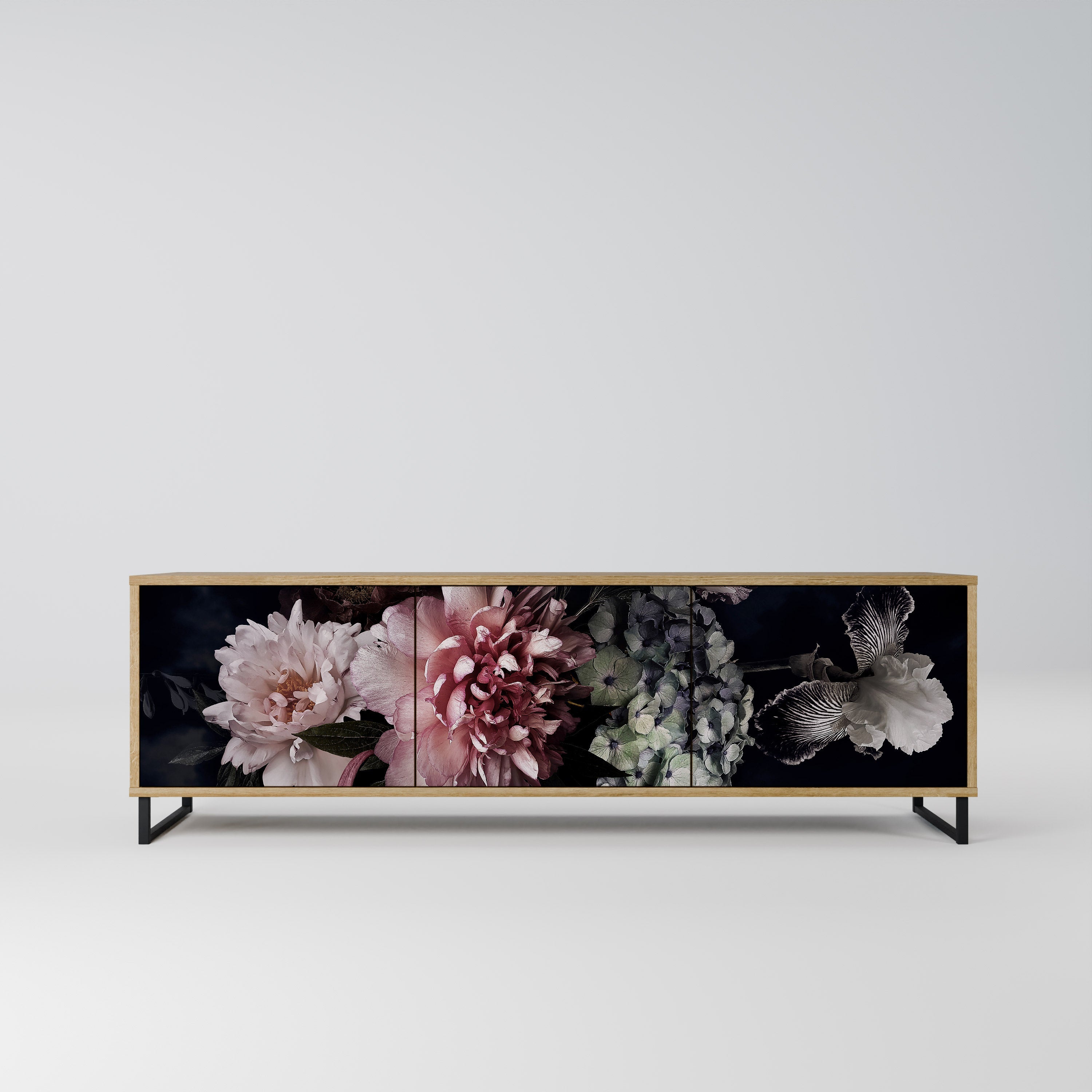 Βάση τηλεόρασης PURE BLOSSOM με 3 πόρτες σε χρώμα δρυός