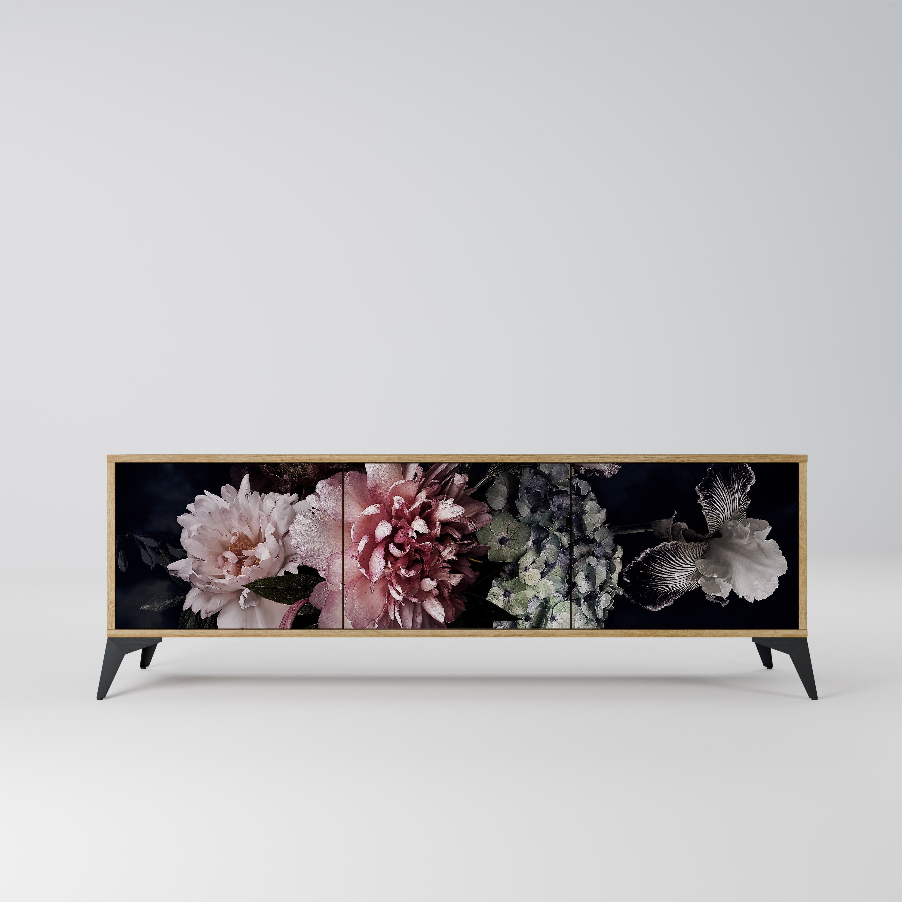 Βάση τηλεόρασης PURE BLOSSOM με 3 πόρτες σε χρώμα δρυός