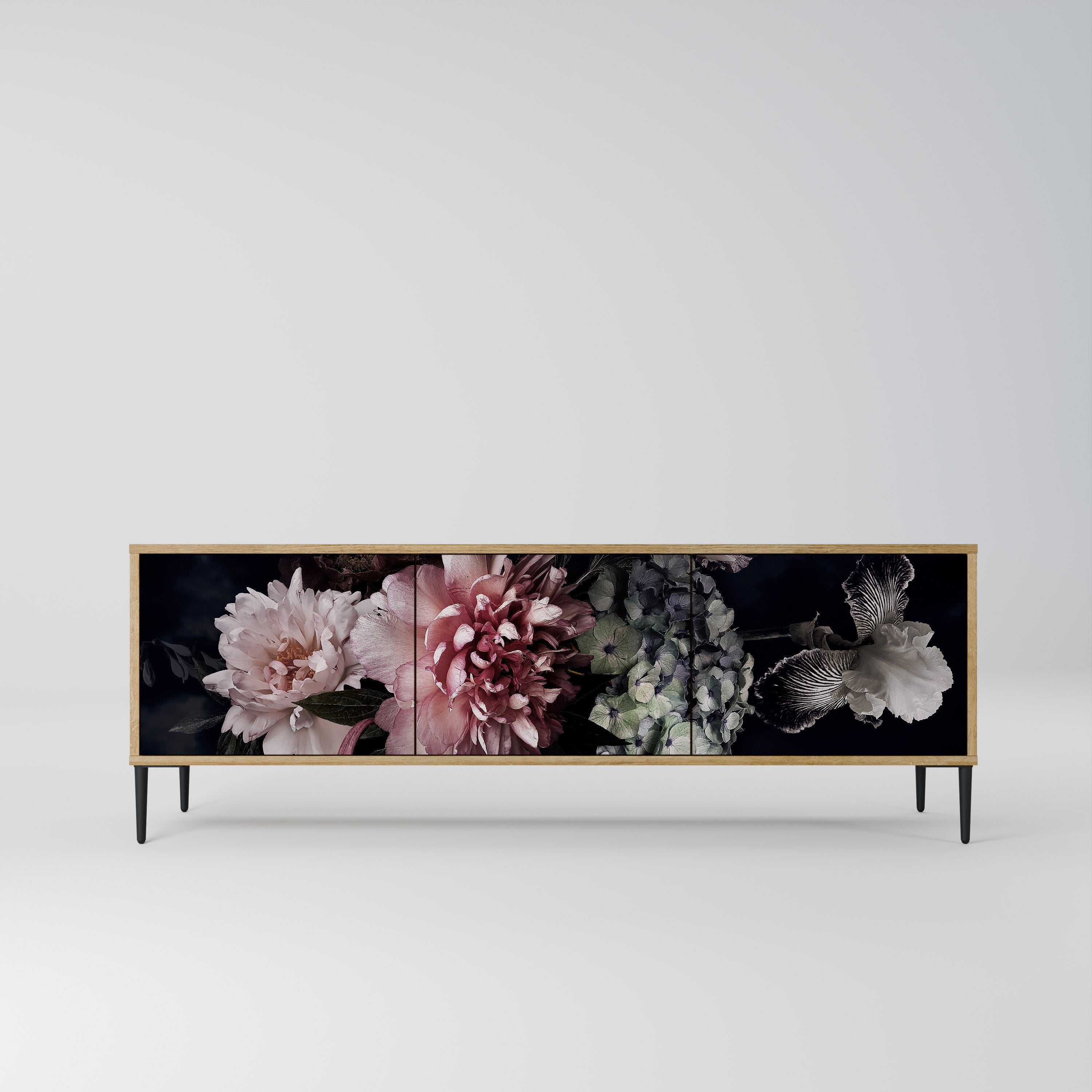 Βάση τηλεόρασης PURE BLOSSOM με 3 πόρτες σε χρώμα δρυός