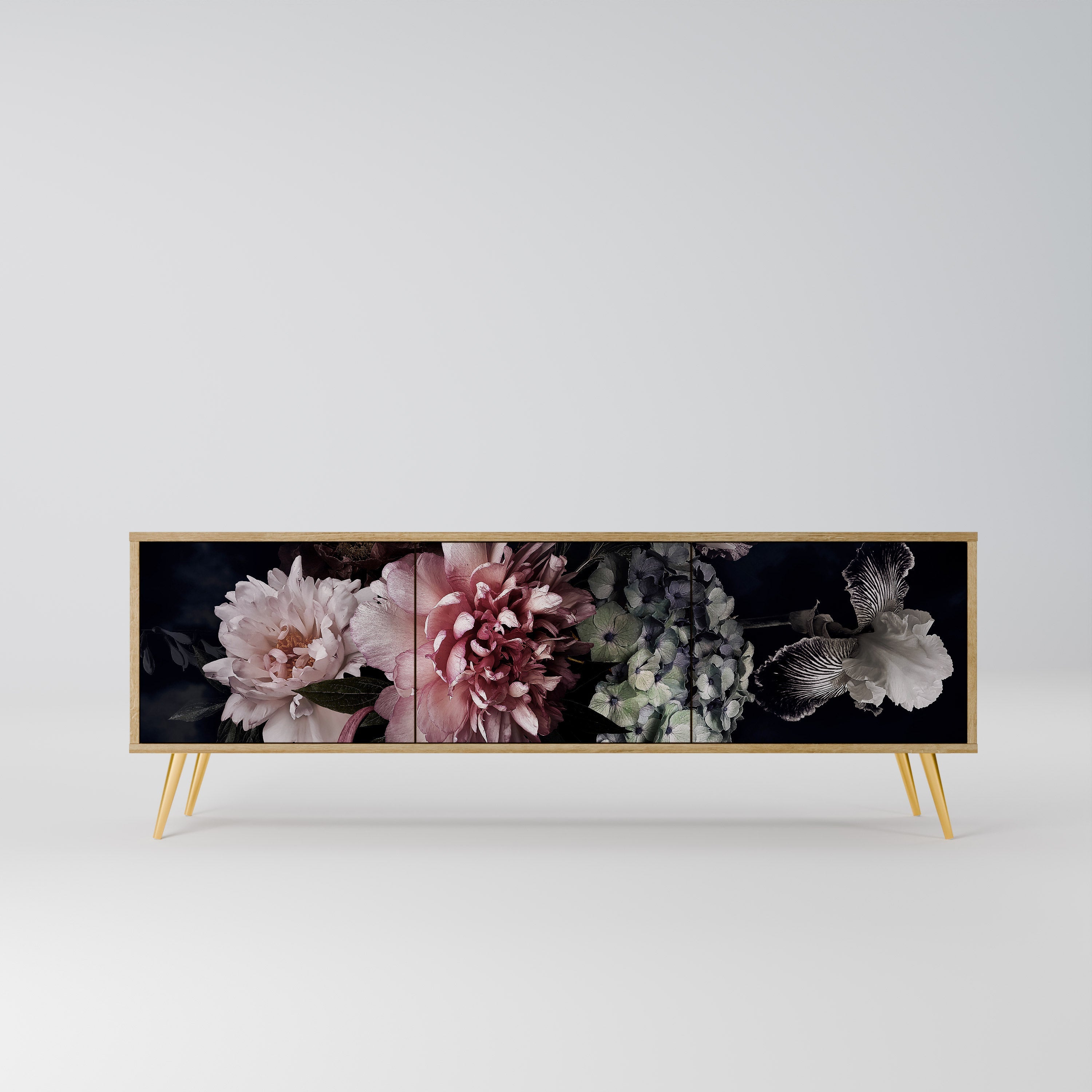 Βάση τηλεόρασης PURE BLOSSOM με 3 πόρτες σε χρώμα δρυός