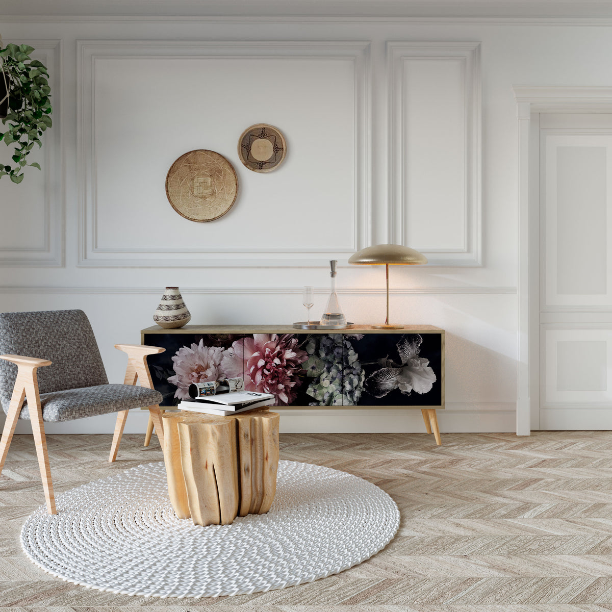 PURE BLOSSOM Έπιπλο τηλεόρασης 3-θυρών