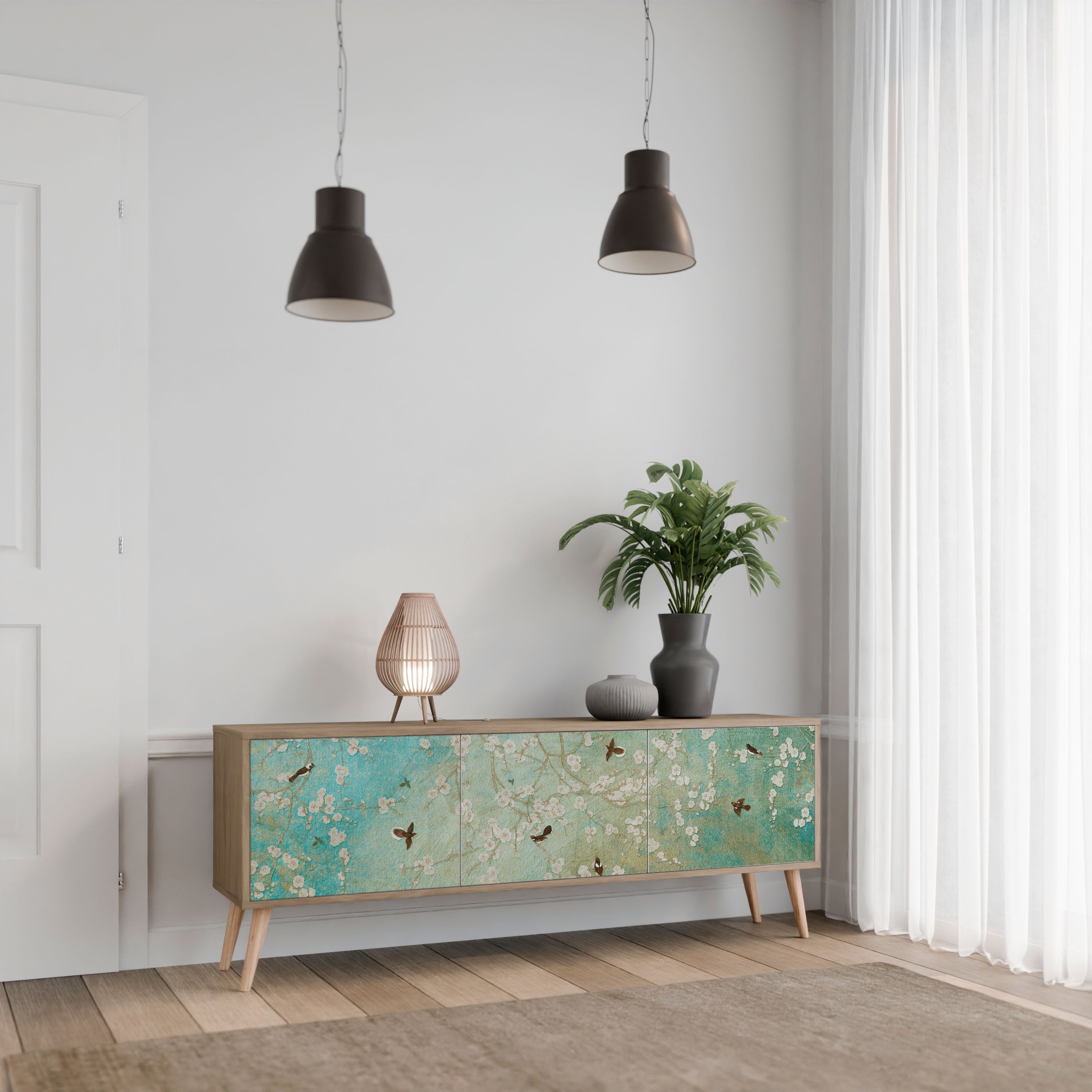 Βάση τηλεόρασης BLOOMING CHARM με 3 πόρτες σε όψη δρυός