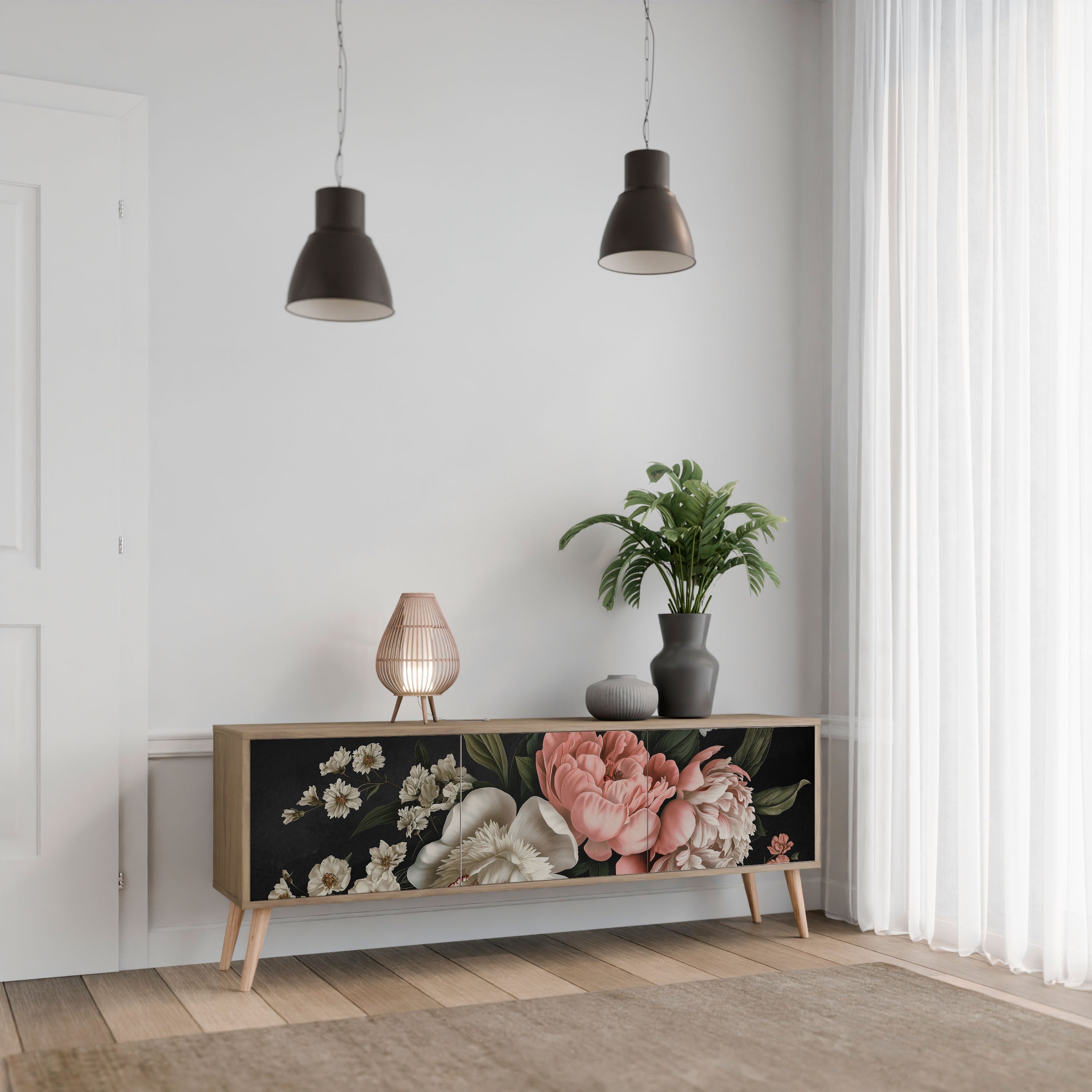 Βάση τηλεόρασης LUSH ELEGANCE με 3 πόρτες σε όψη δρυός