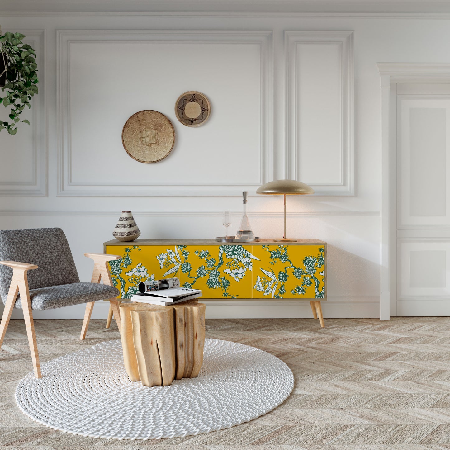 YELLOW CHINOISERIE Έπιπλο τηλεόρασης 3-θυρών