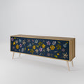 FLOWERS ON NAVY BLUE 3-Door TV Cabinet