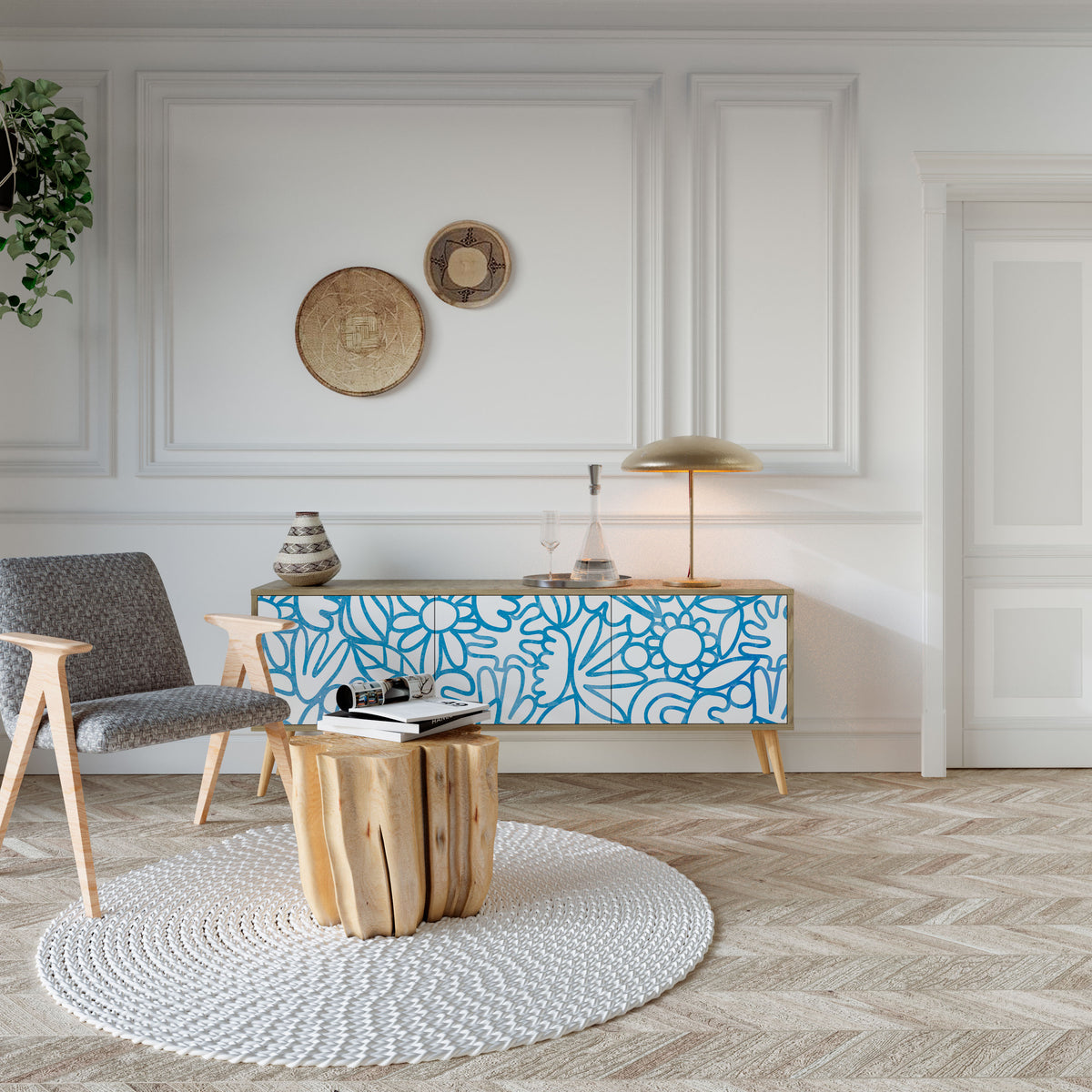 BLOOMY MORNING Έπιπλο τηλεόρασης 3-θυρών