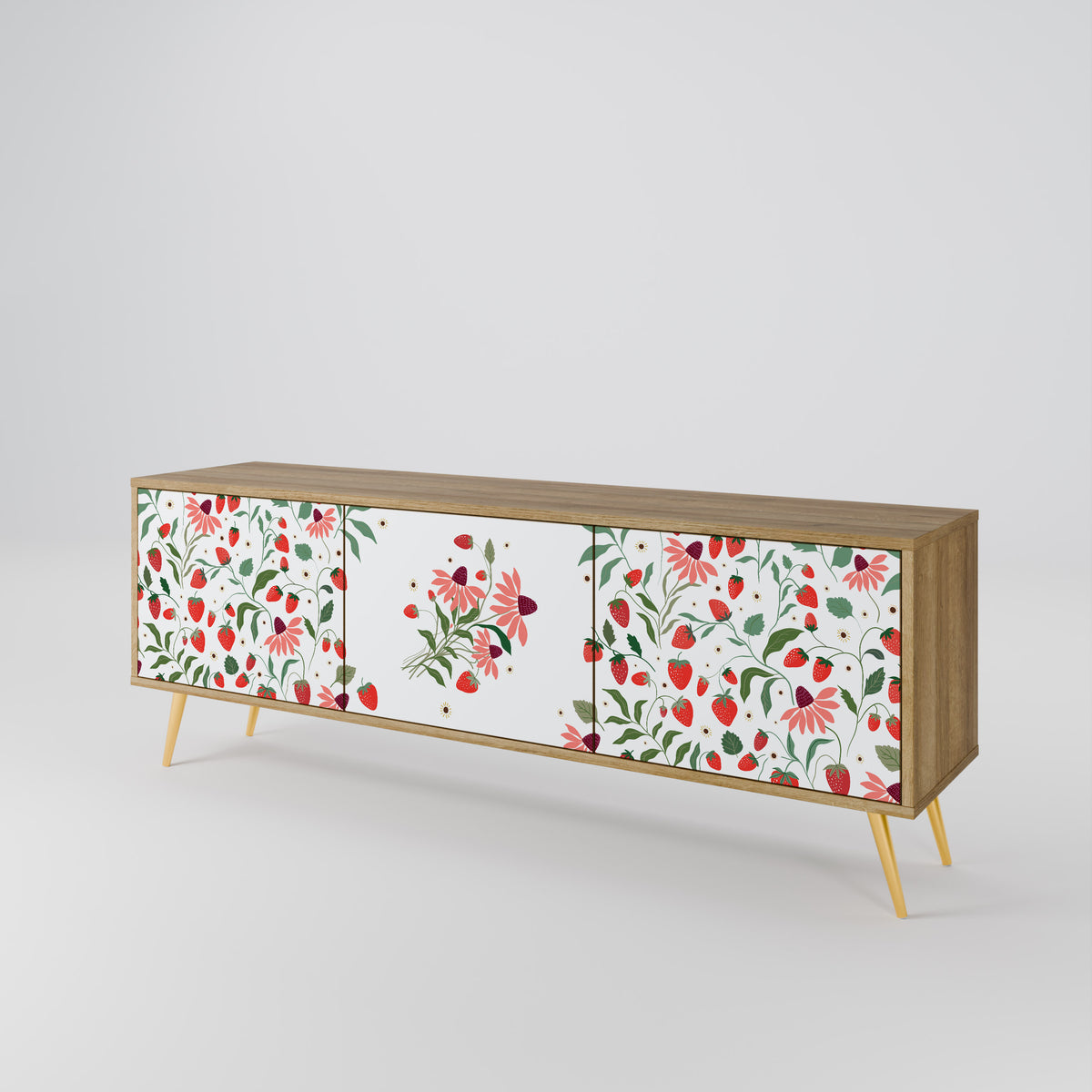 FLOWERS AND STRAWBERRIES Έπιπλο τηλεόρασης 3-θυρών