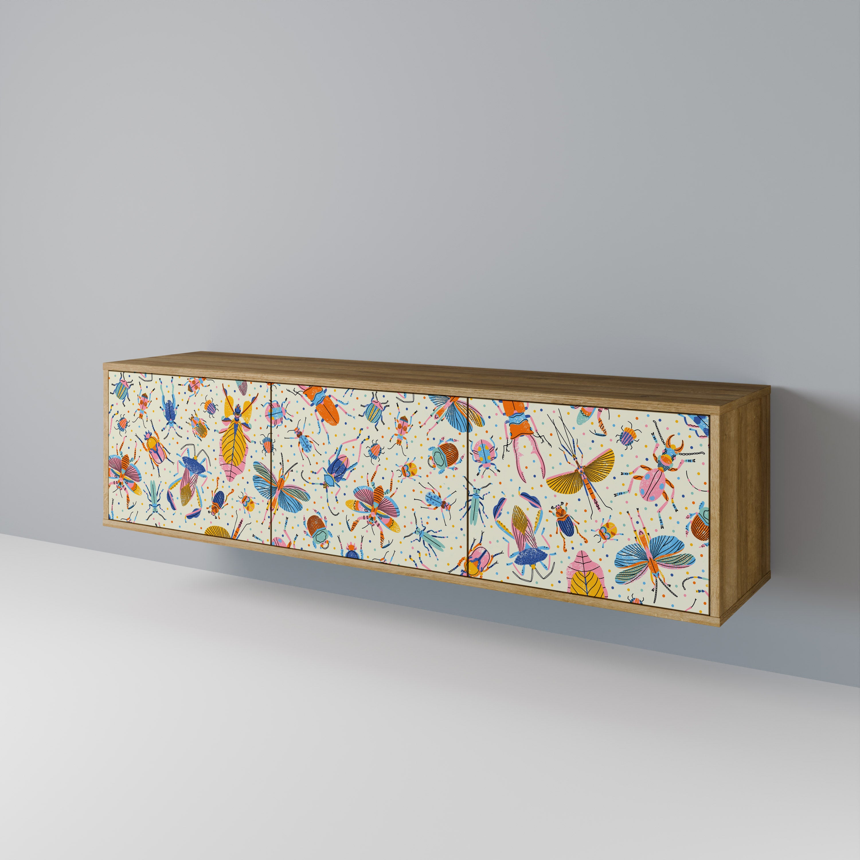 COLORFUL INSECTS 3-Door TV Cabinet