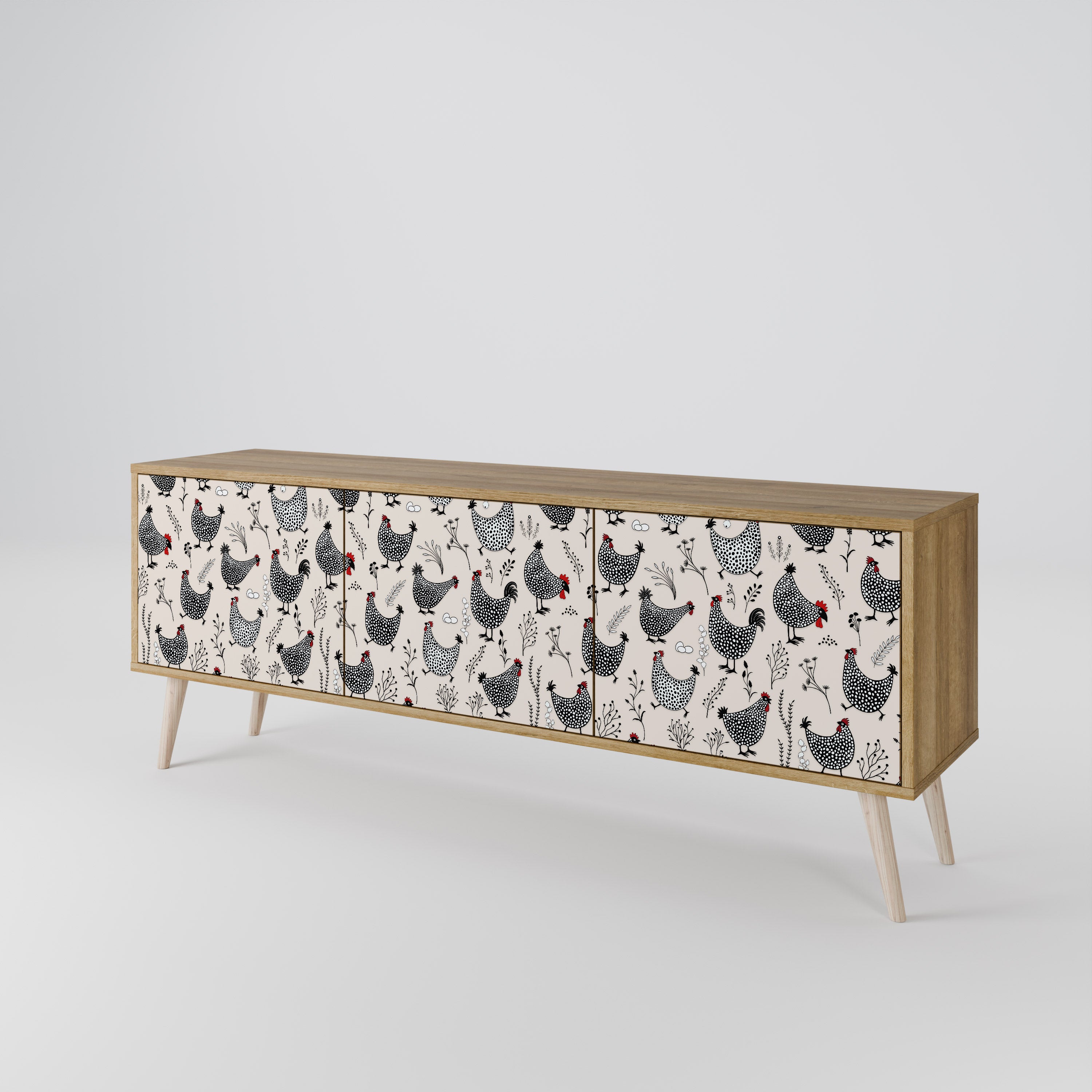 HAPPY HENS 3-Door TV Cabinet