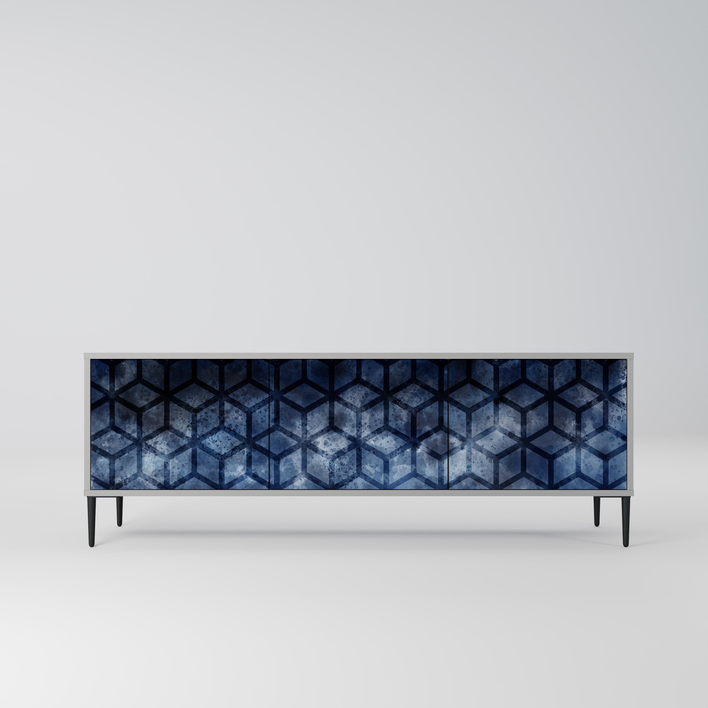 CUBIC MIST 3-Door TV Stand in Grey Finish
