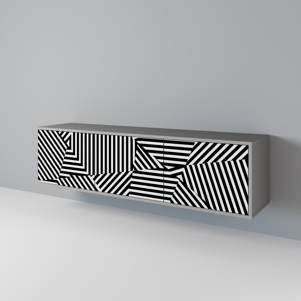 Βάση τηλεόρασης ILLUSIONARY LATTICE με 3 πόρτες σε γκρι φινίρισμα