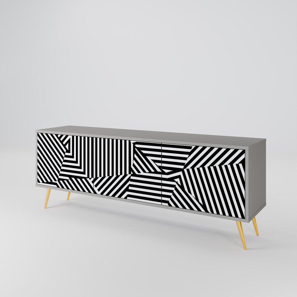 Βάση τηλεόρασης ILLUSIONARY LATTICE με 3 πόρτες σε γκρι φινίρισμα