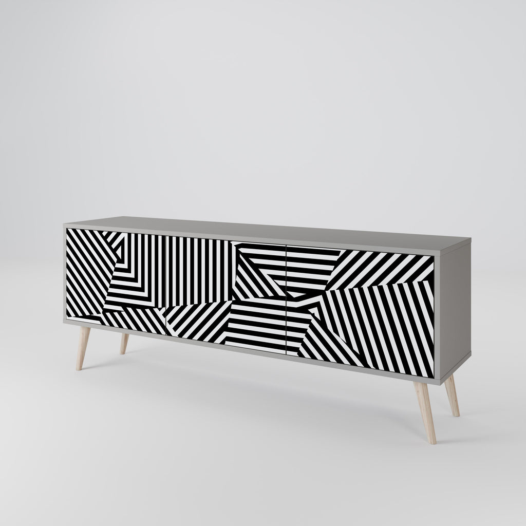 Βάση τηλεόρασης ILLUSIONARY LATTICE με 3 πόρτες σε γκρι φινίρισμα