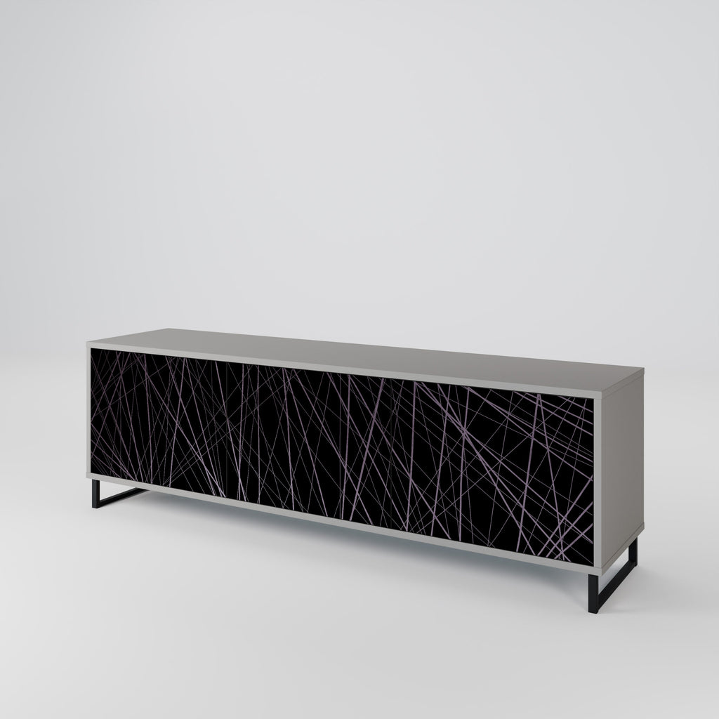 SHIMMER SPIDERGRAM 3-Door TV Stand in Grey Finish