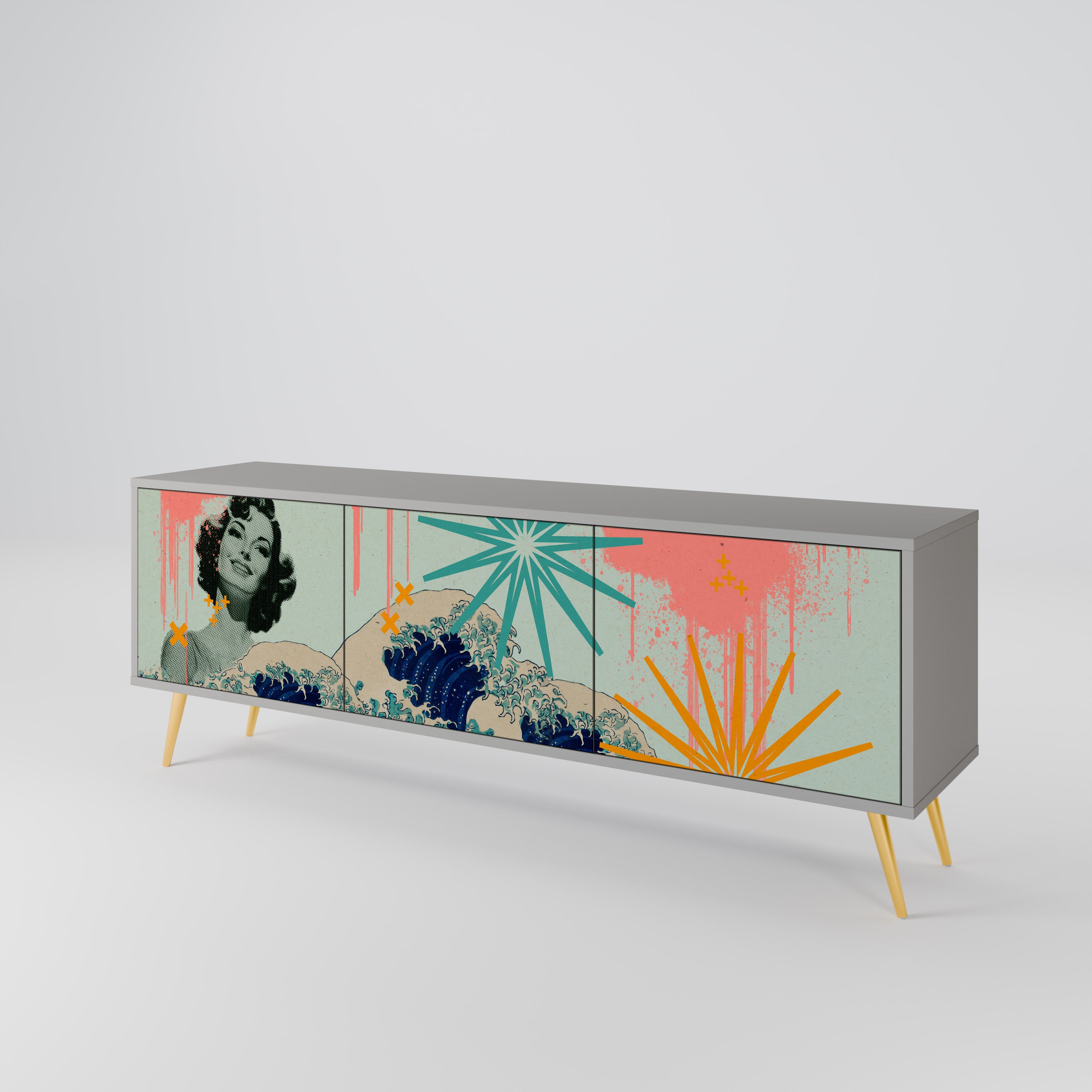 KANAGAWA BEAUTY 3-Door TV Cabinet