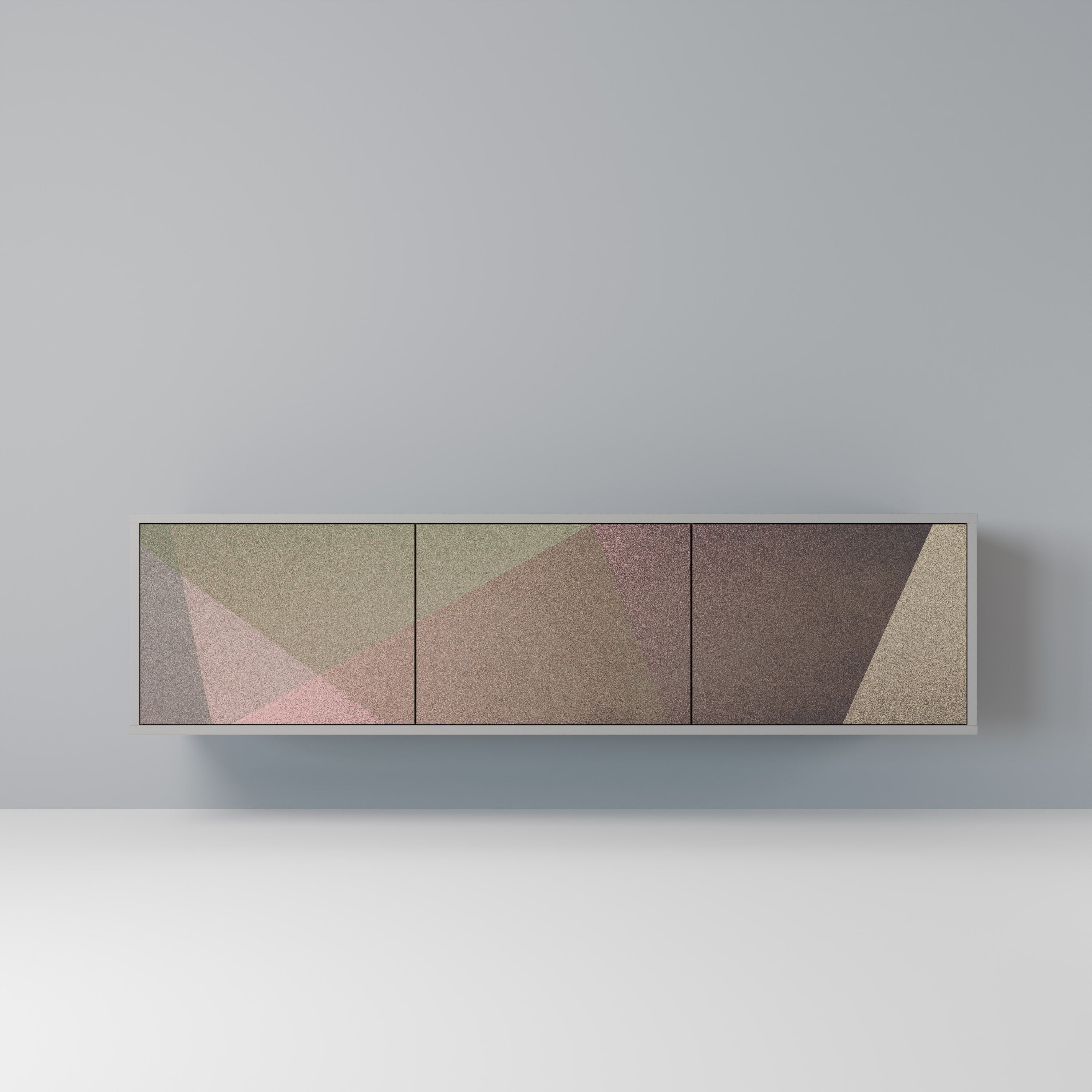 Βάση τηλεόρασης BEIGE GEOMETRIA 3 θυρών σε γκρι φινίρισμα