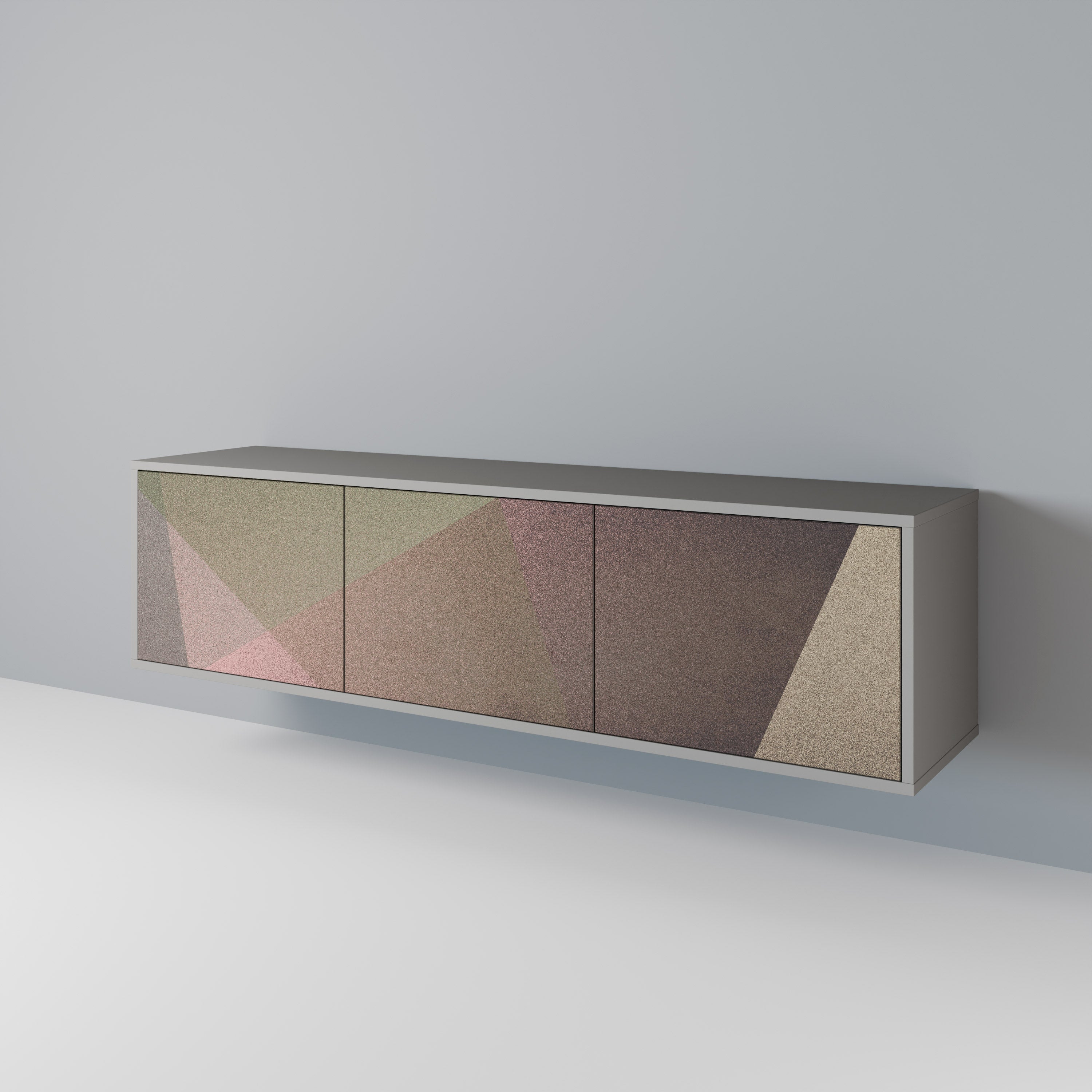 Βάση τηλεόρασης BEIGE GEOMETRIA 3 θυρών σε γκρι φινίρισμα