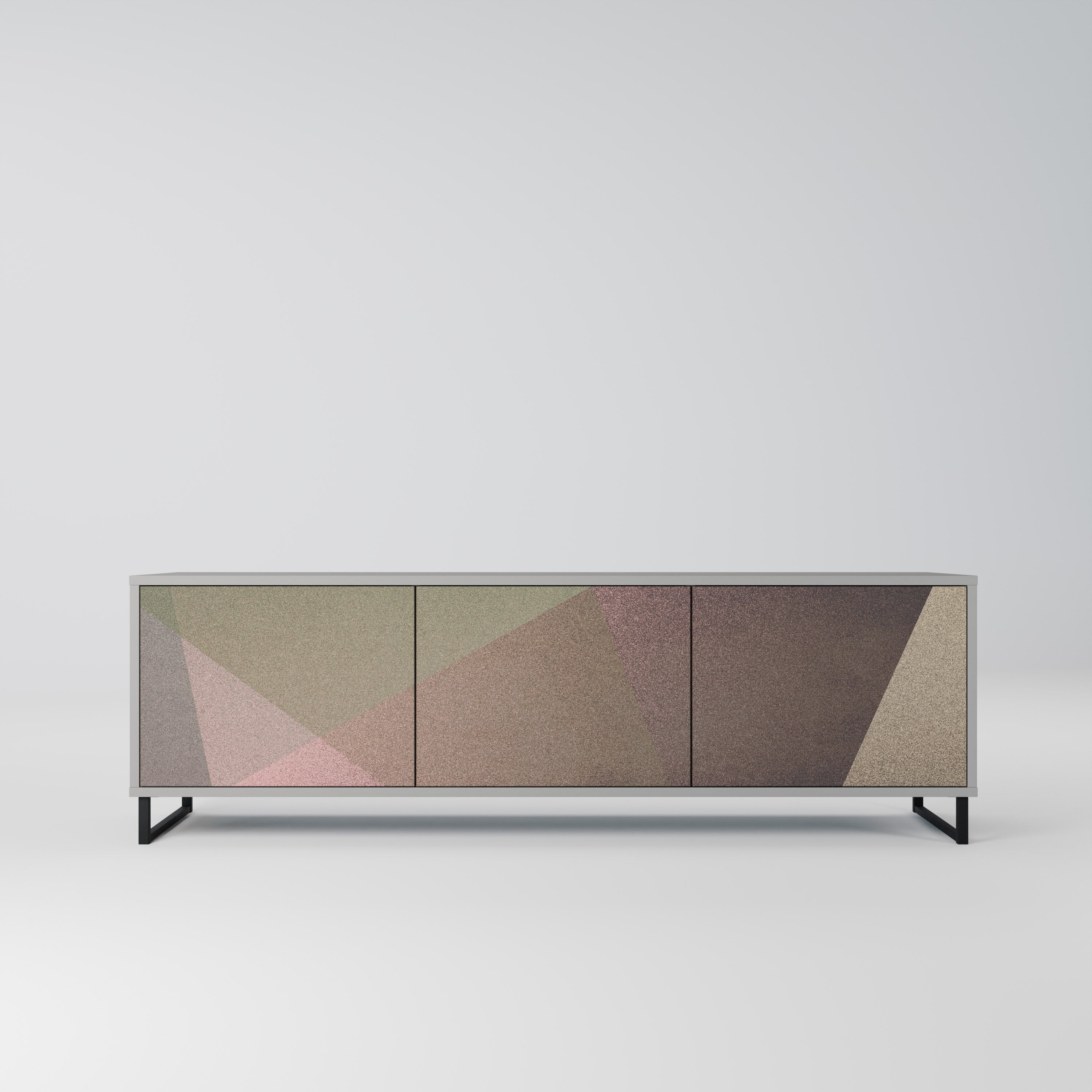 Βάση τηλεόρασης BEIGE GEOMETRIA 3 θυρών σε γκρι φινίρισμα