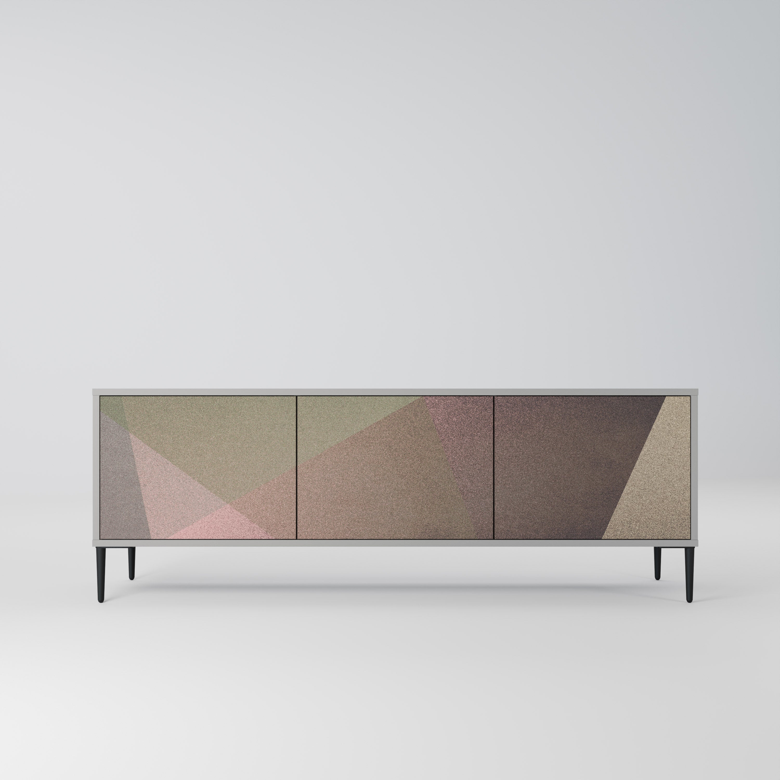 Βάση τηλεόρασης BEIGE GEOMETRIA 3 θυρών σε γκρι φινίρισμα