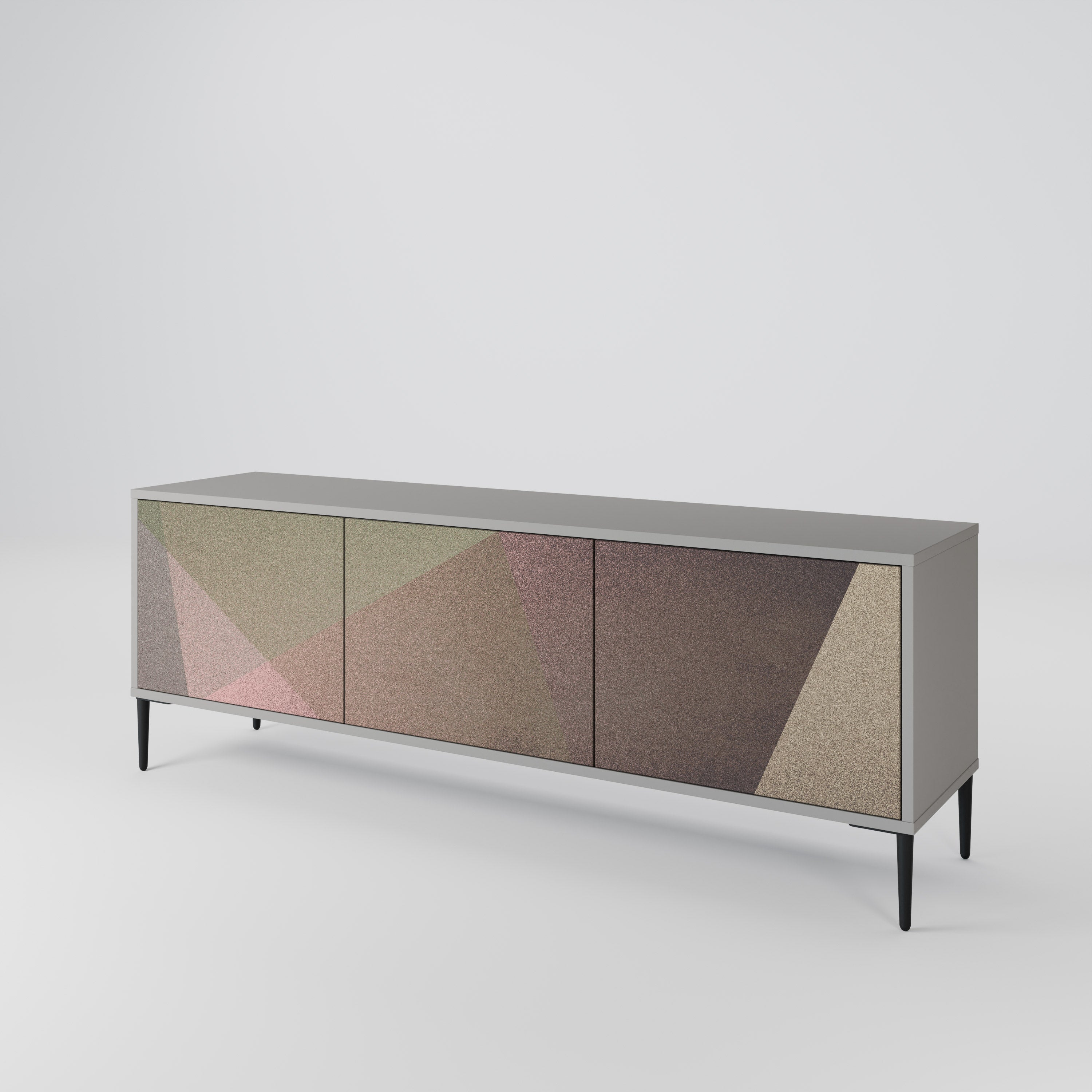 BEIGE GEOMETRY Έπιπλο τηλεόρασης 3-θυρών