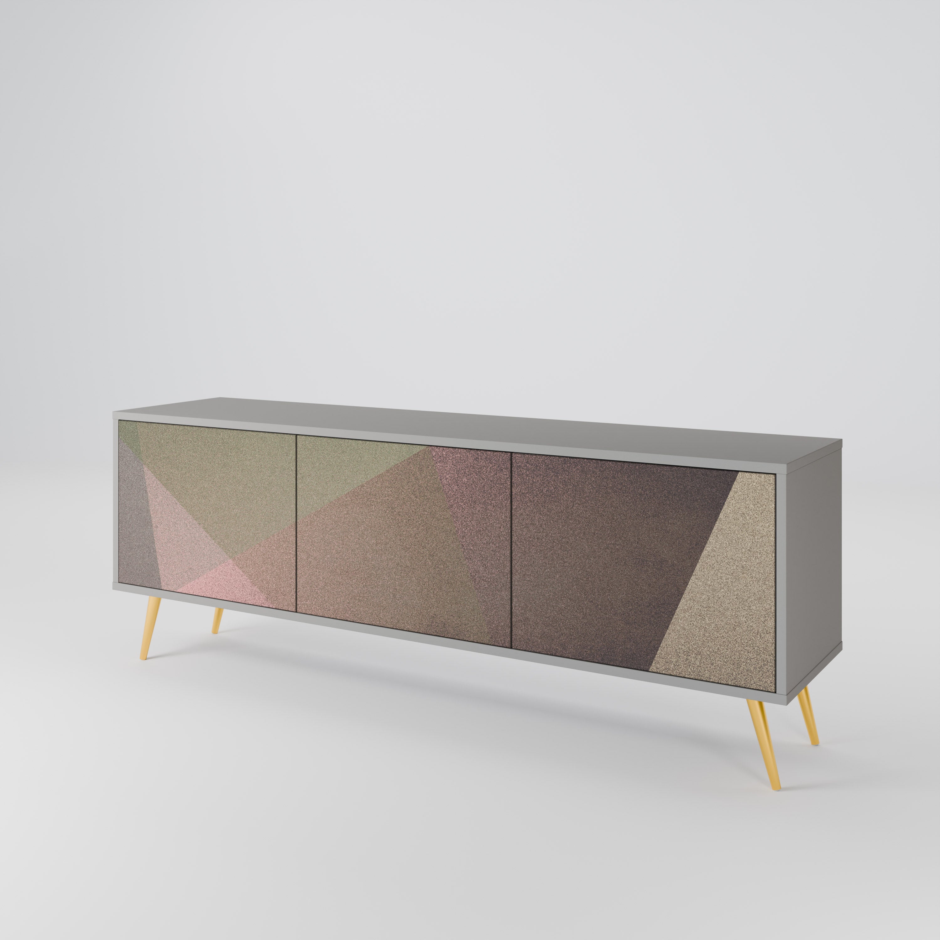 Βάση τηλεόρασης BEIGE GEOMETRIA 3 θυρών σε γκρι φινίρισμα