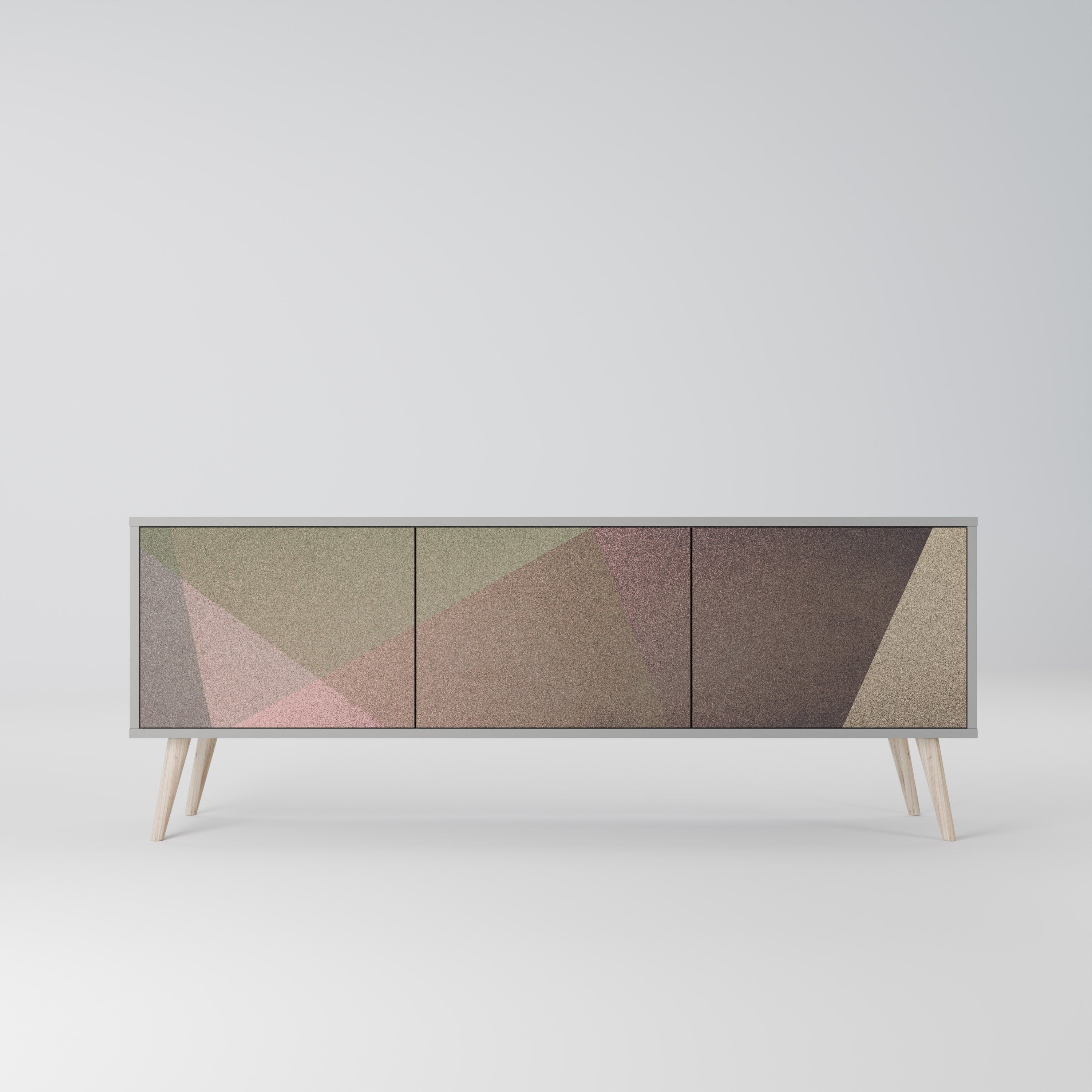 Βάση τηλεόρασης BEIGE GEOMETRIA 3 θυρών σε γκρι φινίρισμα