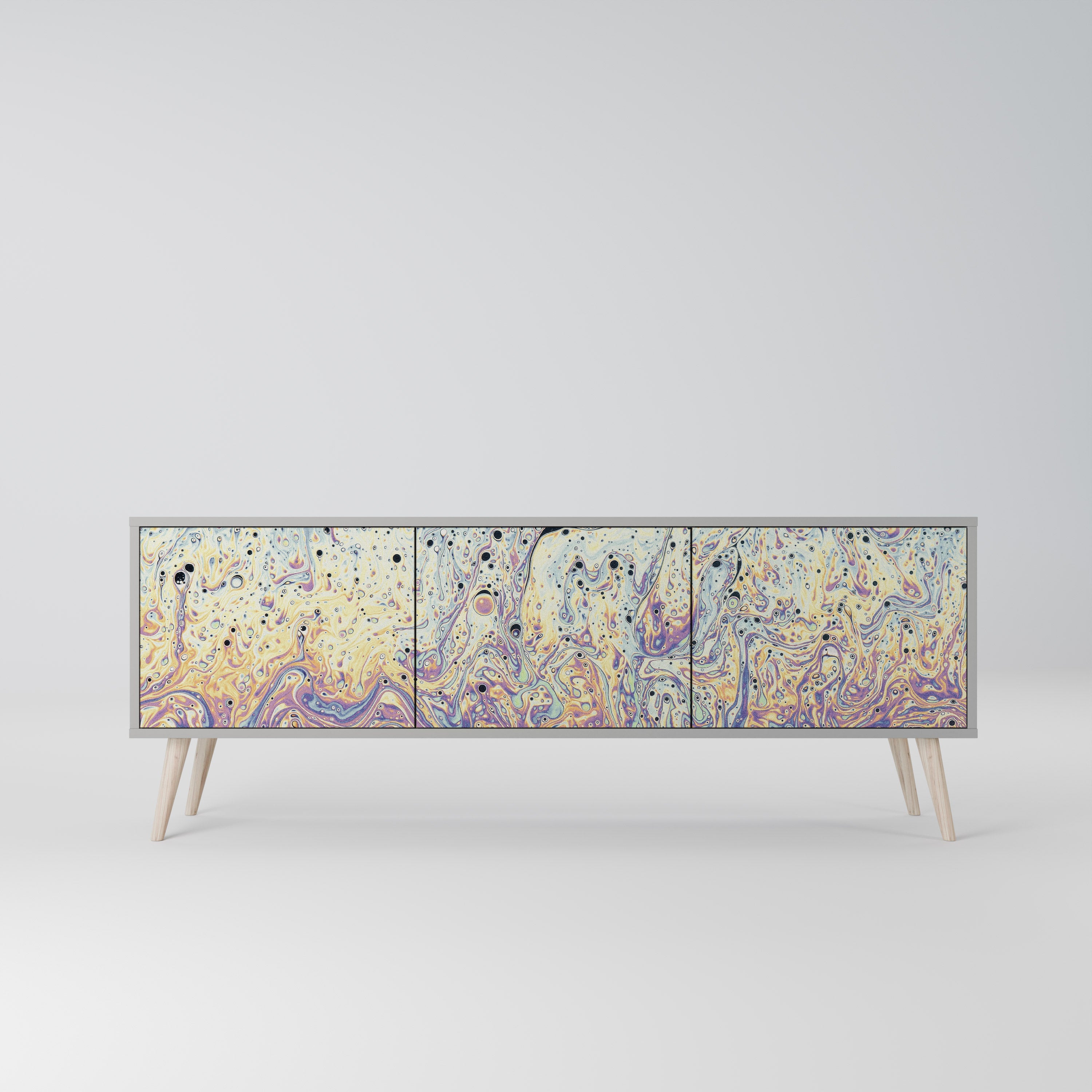 MOSAIC OF COLORS 3θυρη βάση τηλεόρασης σε γκρι φινίρισμα