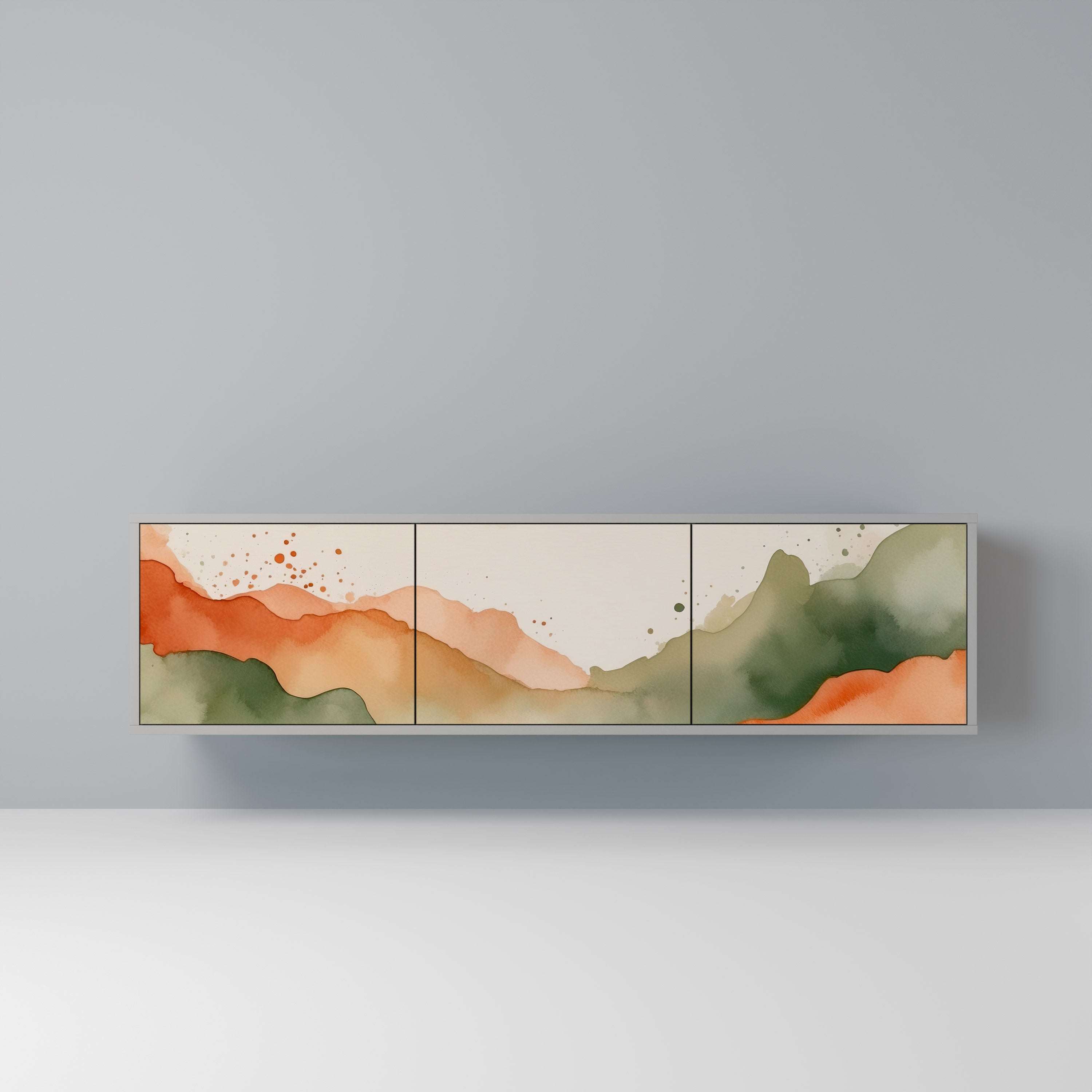 Βάση τηλεόρασης 3 θυρών WATERCOLOUR PEAKS σε γκρι φινίρισμα