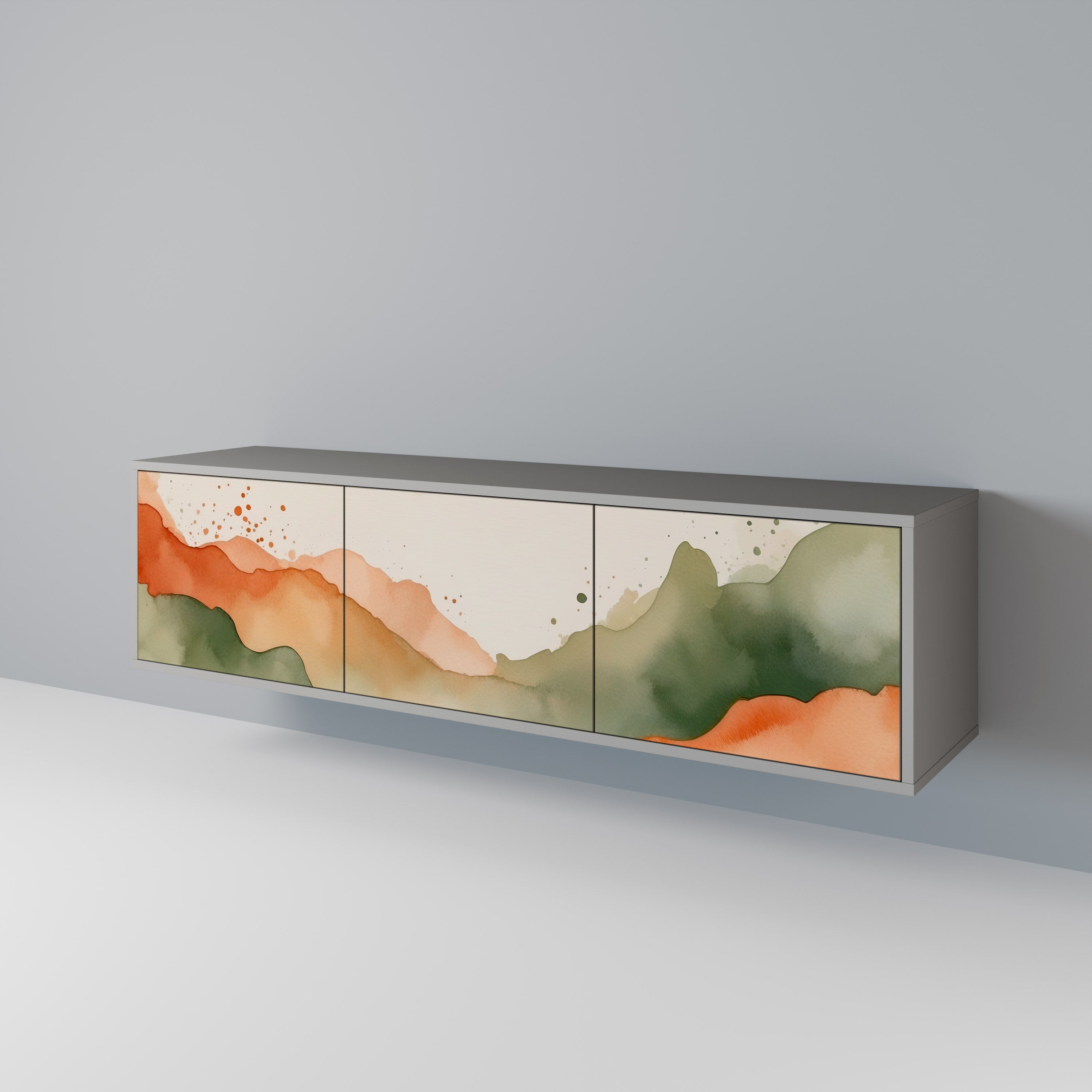 Βάση τηλεόρασης 3 θυρών WATERCOLOUR PEAKS σε γκρι φινίρισμα