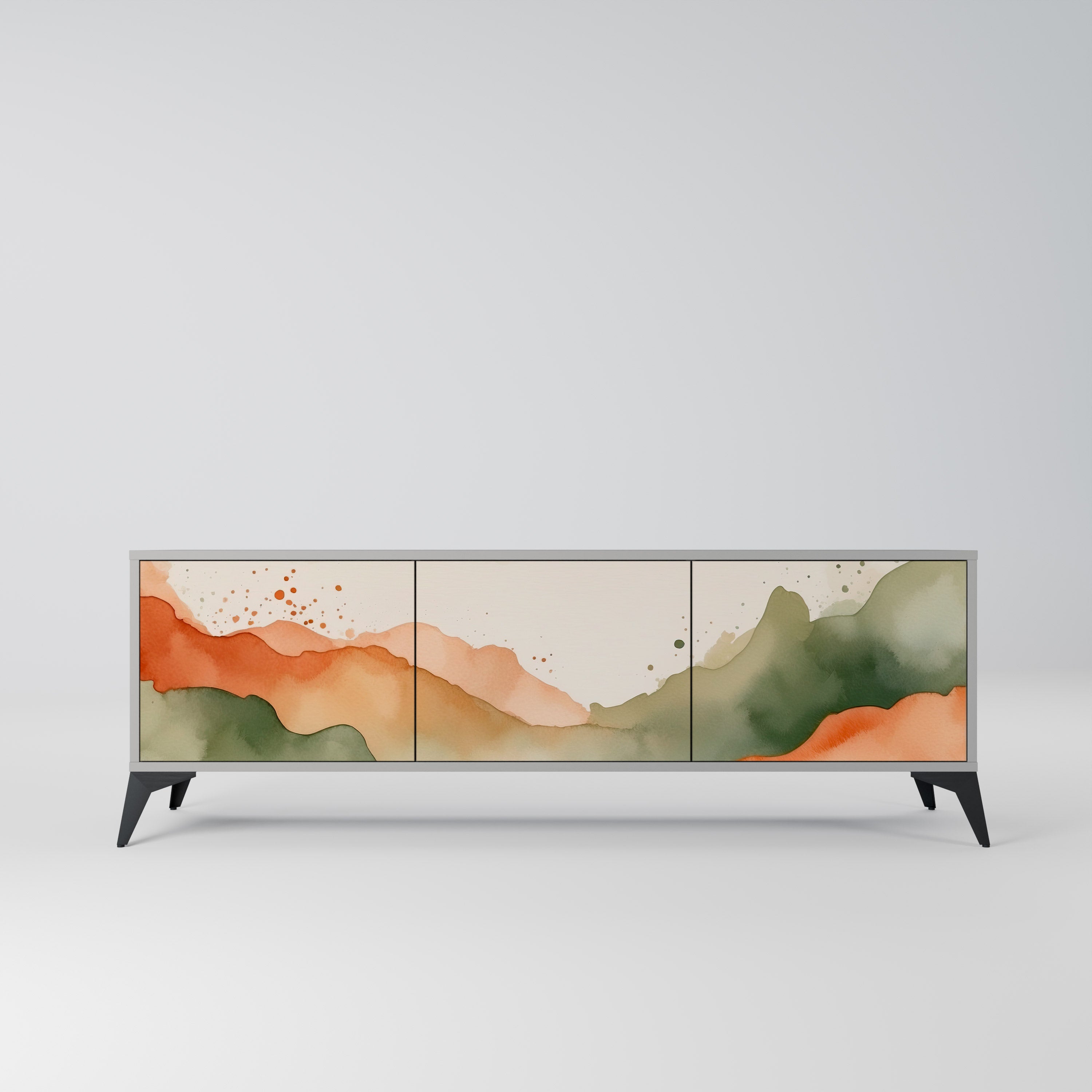 Βάση τηλεόρασης 3 θυρών WATERCOLOUR PEAKS σε γκρι φινίρισμα