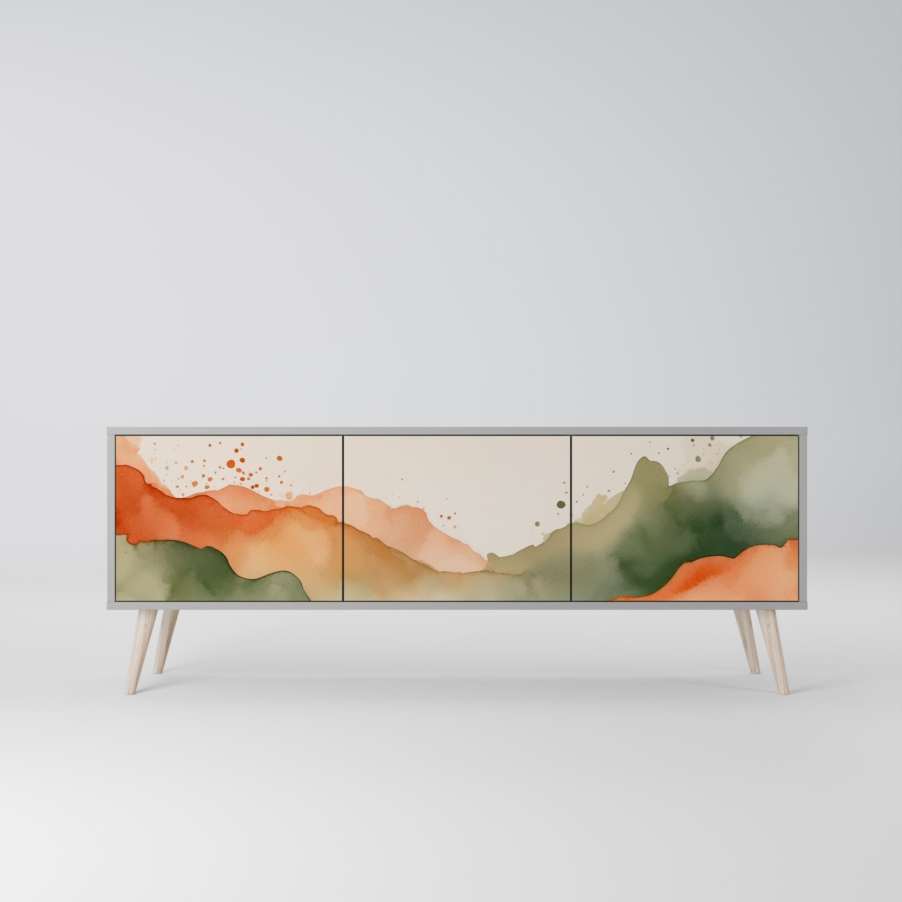 Βάση τηλεόρασης 3 θυρών WATERCOLOUR PEAKS σε γκρι φινίρισμα