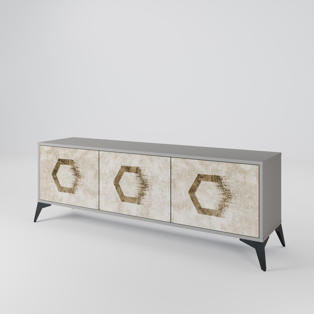 HEXAGONAL SHAPES 3-Door TV Cabinet