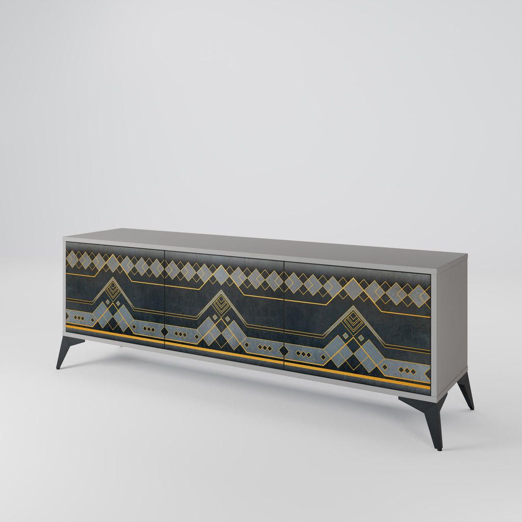 ROYAL ORDINARINESS 3-Door TV Stand in Grey Finish