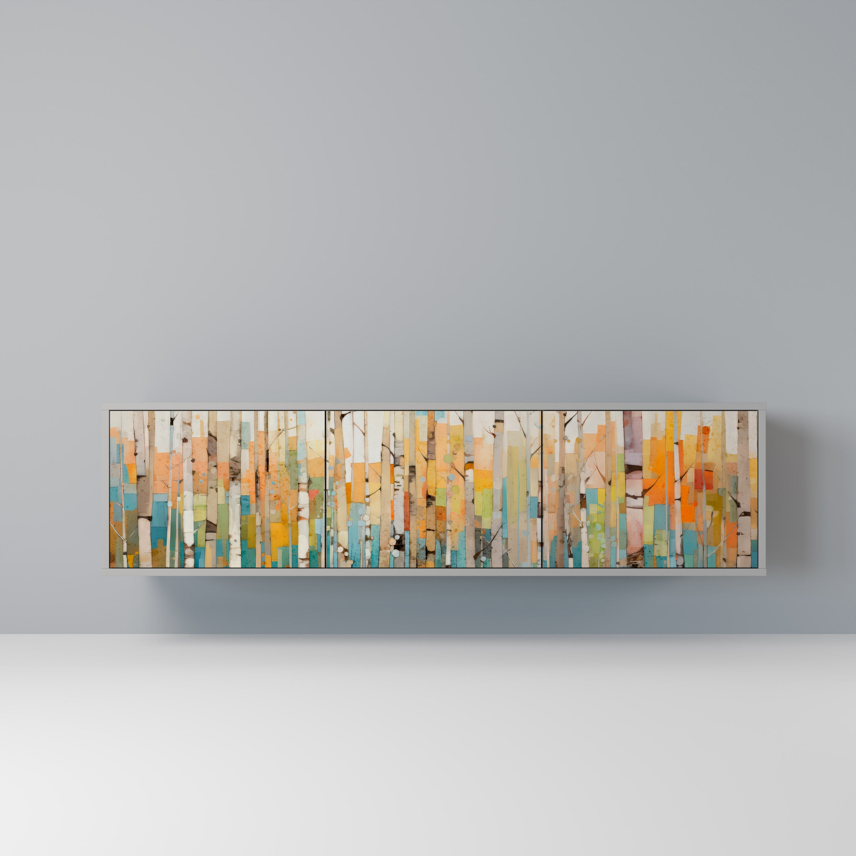 Βάση τηλεόρασης BIRCH KALEIDOSCOPE με 3 πόρτες σε γκρι φινίρισμα