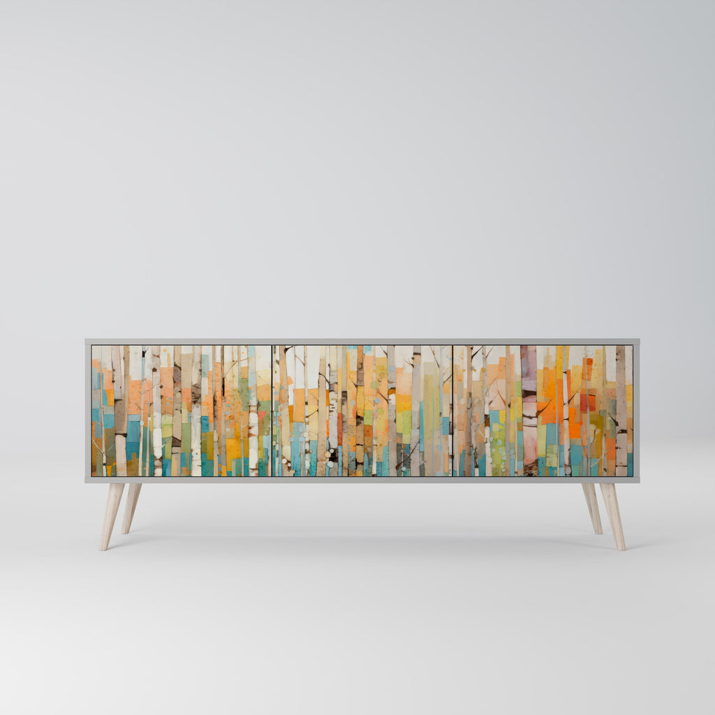 Βάση τηλεόρασης BIRCH KALEIDOSCOPE με 3 πόρτες σε γκρι φινίρισμα