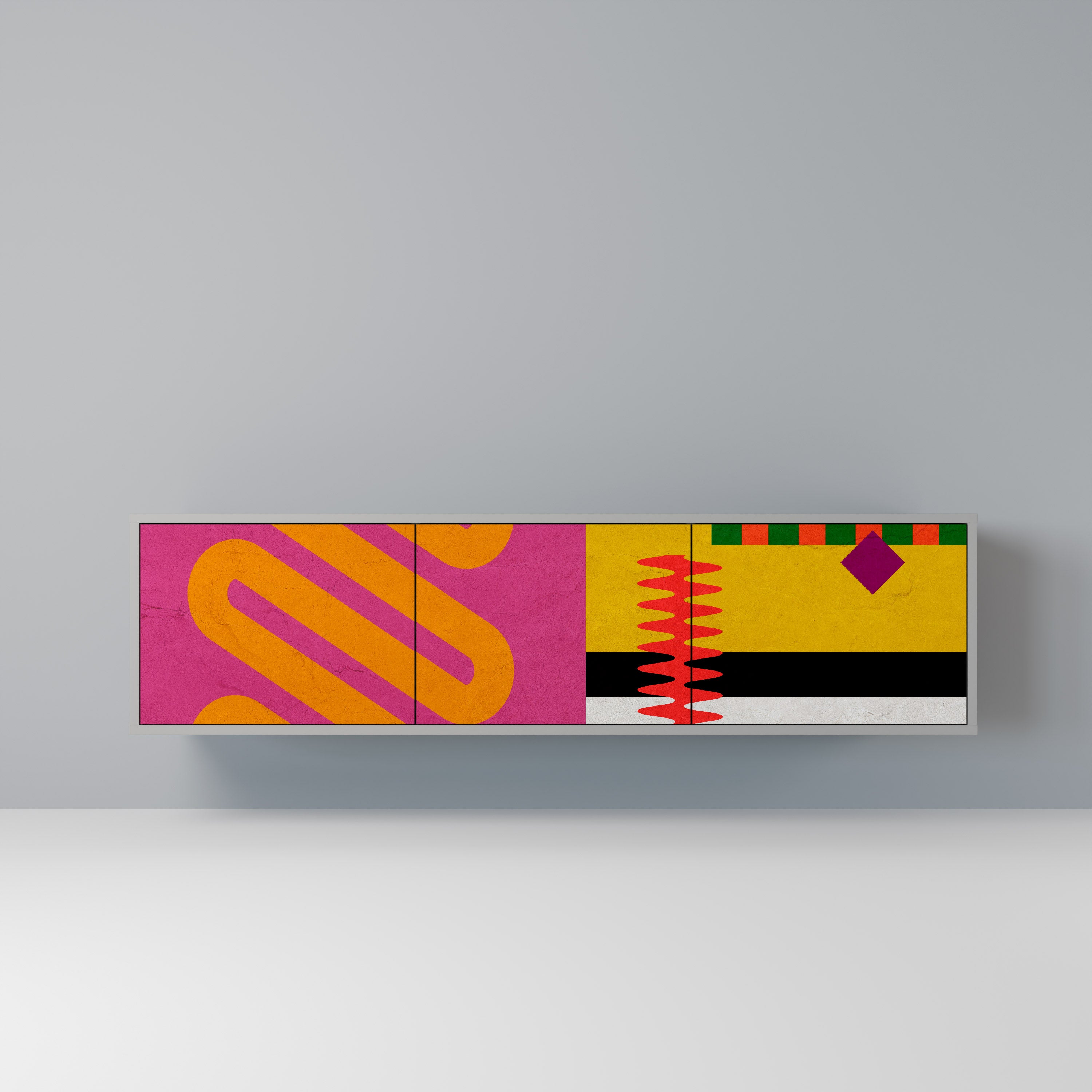 Βάση τηλεόρασης VIVID ART 3 θυρών σε γκρι φινίρισμα
