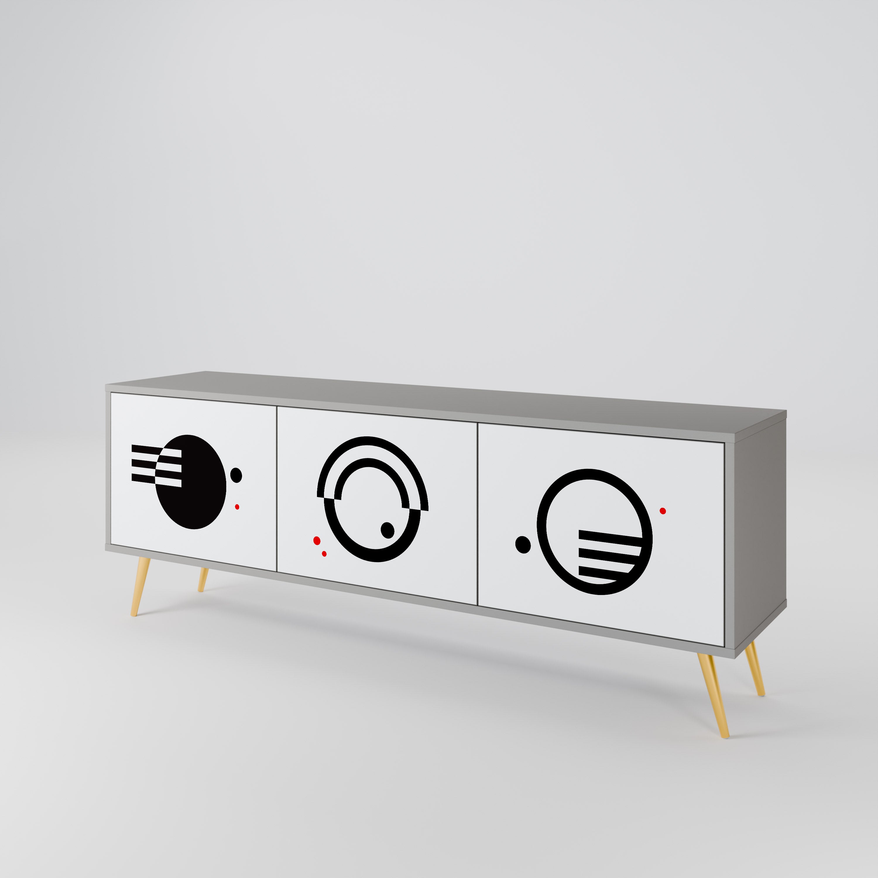 BLACK AND WHITE COMBINATION 3-Door TV Cabinet