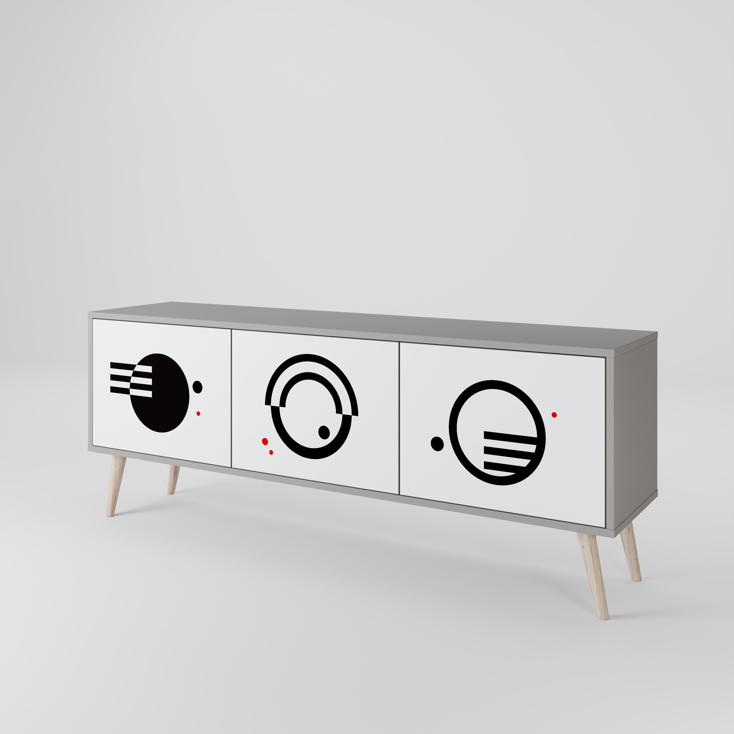 BLACK AND WHITE COMBINATION 3-Door TV Cabinet
