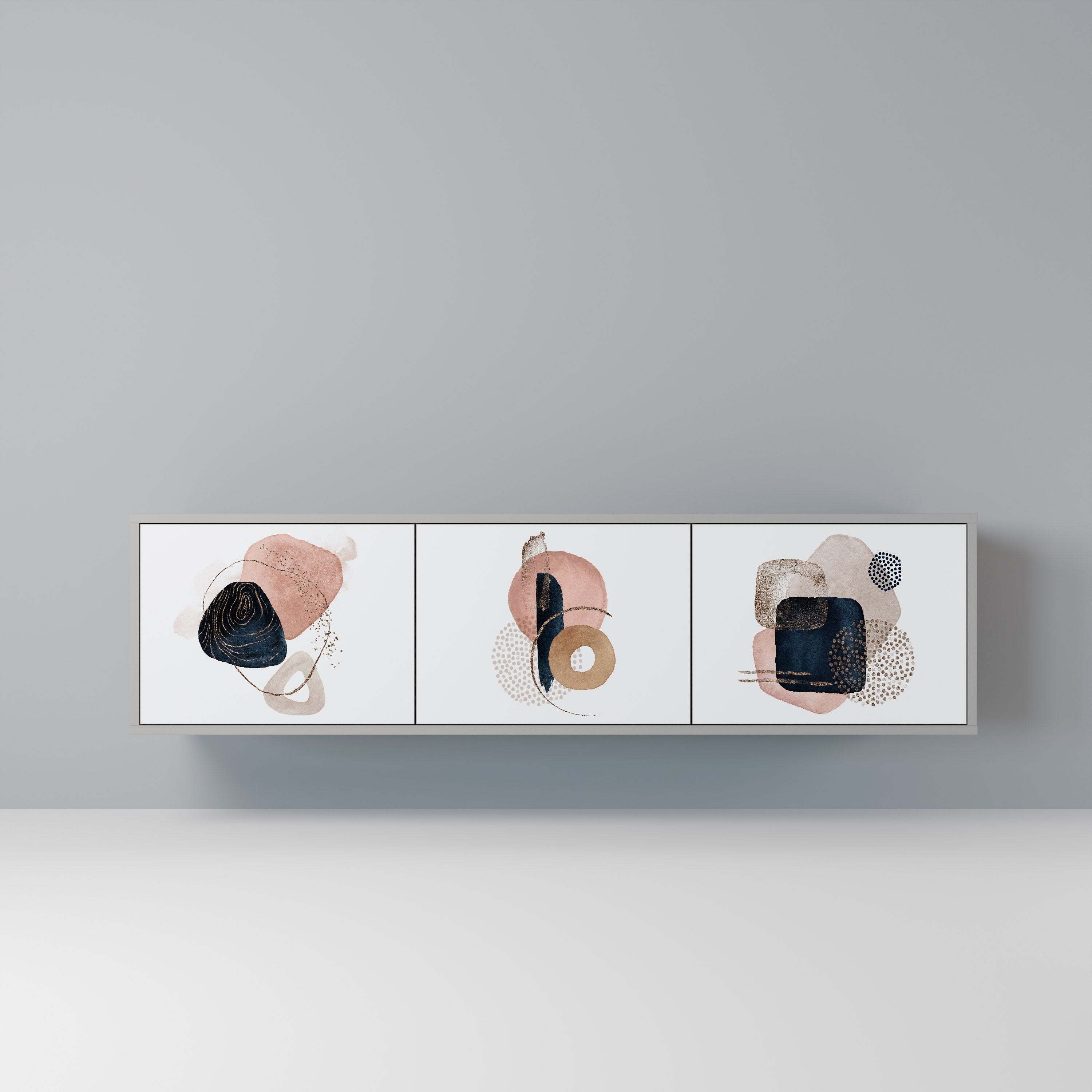 Βάση τηλεόρασης 3 θυρών COLORFUL SHAPES σε γκρι φινίρισμα