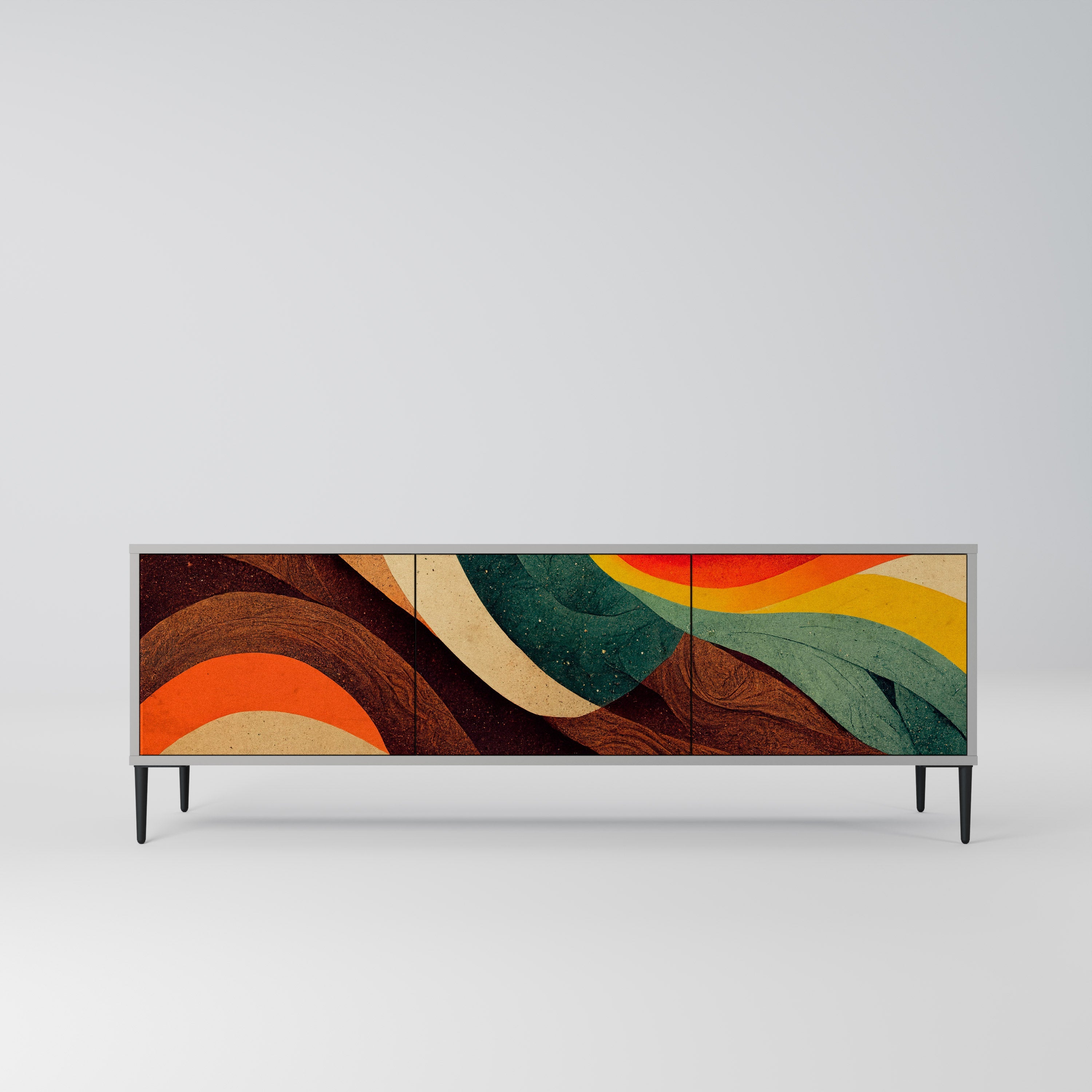 COLORFUL STRANDS 3-Door TV Stand in Grey Finish