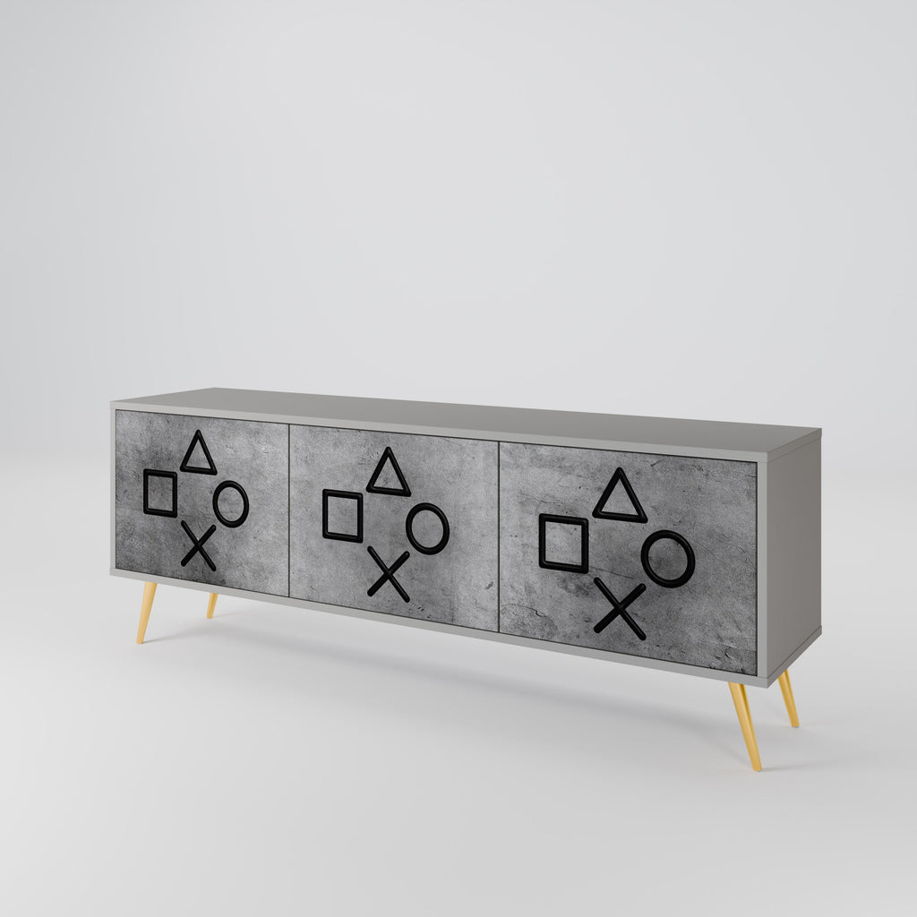 GAMER CHOICE 3-Door TV Stand in Grey Finish