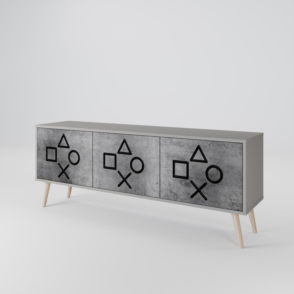GAMER CHOICE 3-Door TV Stand in Grey Finish