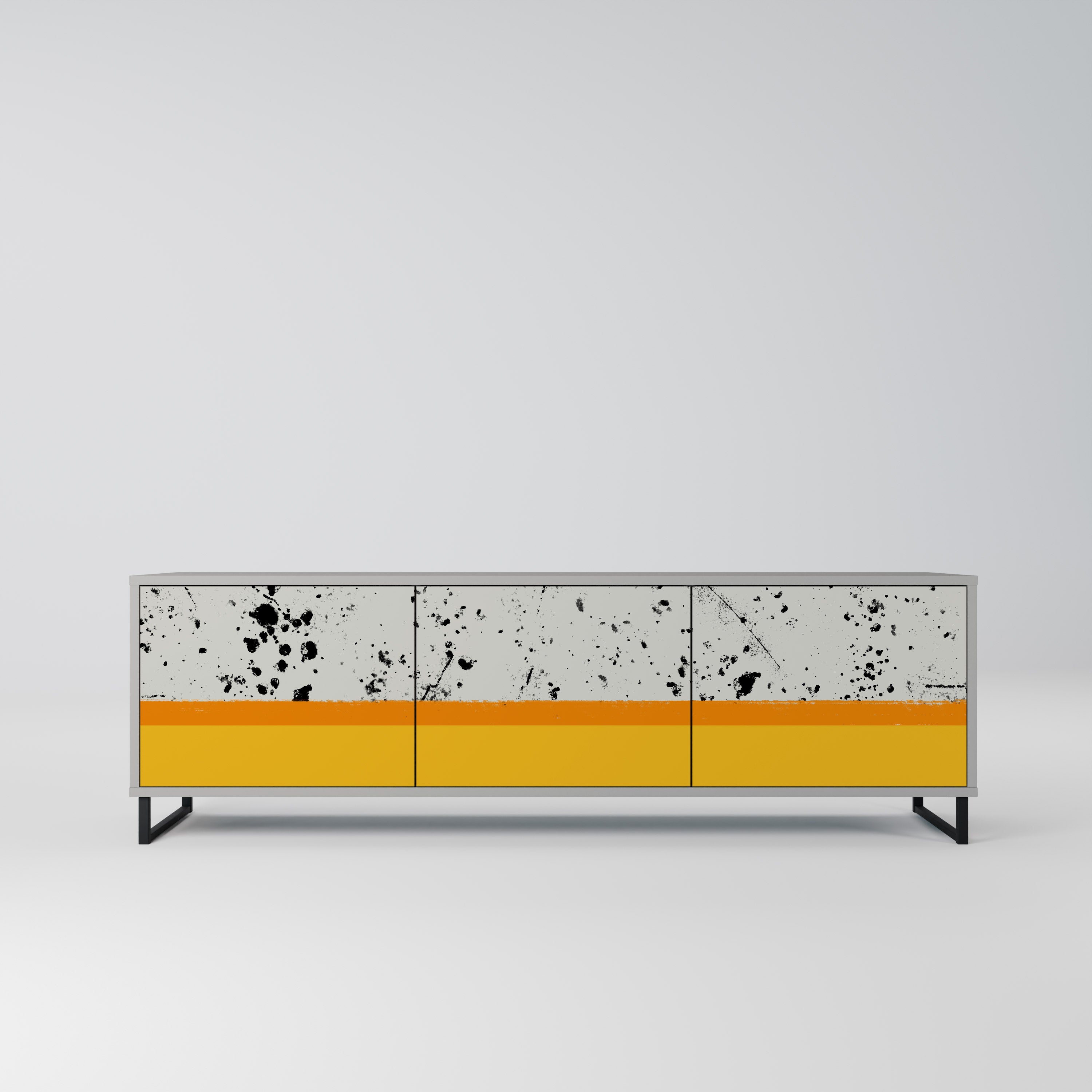 DYED BY ORANGE 3-Door TV Stand in Grey Finish