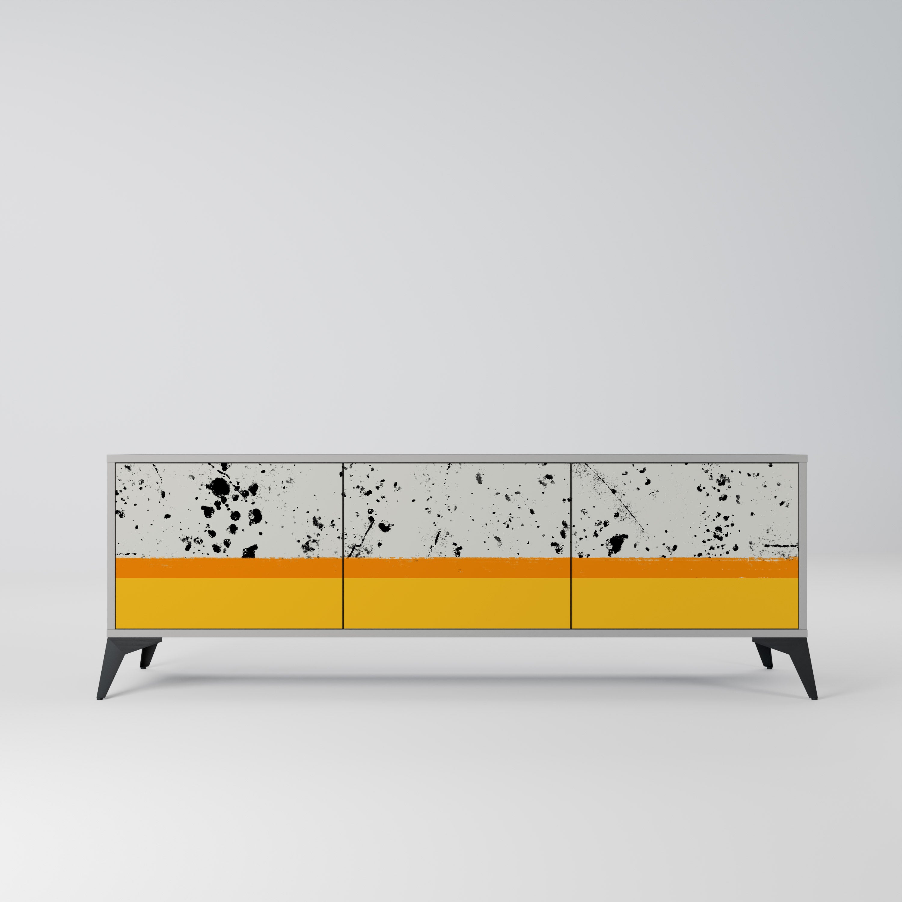 DYED BY ORANGE 3-Door TV Stand in Grey Finish