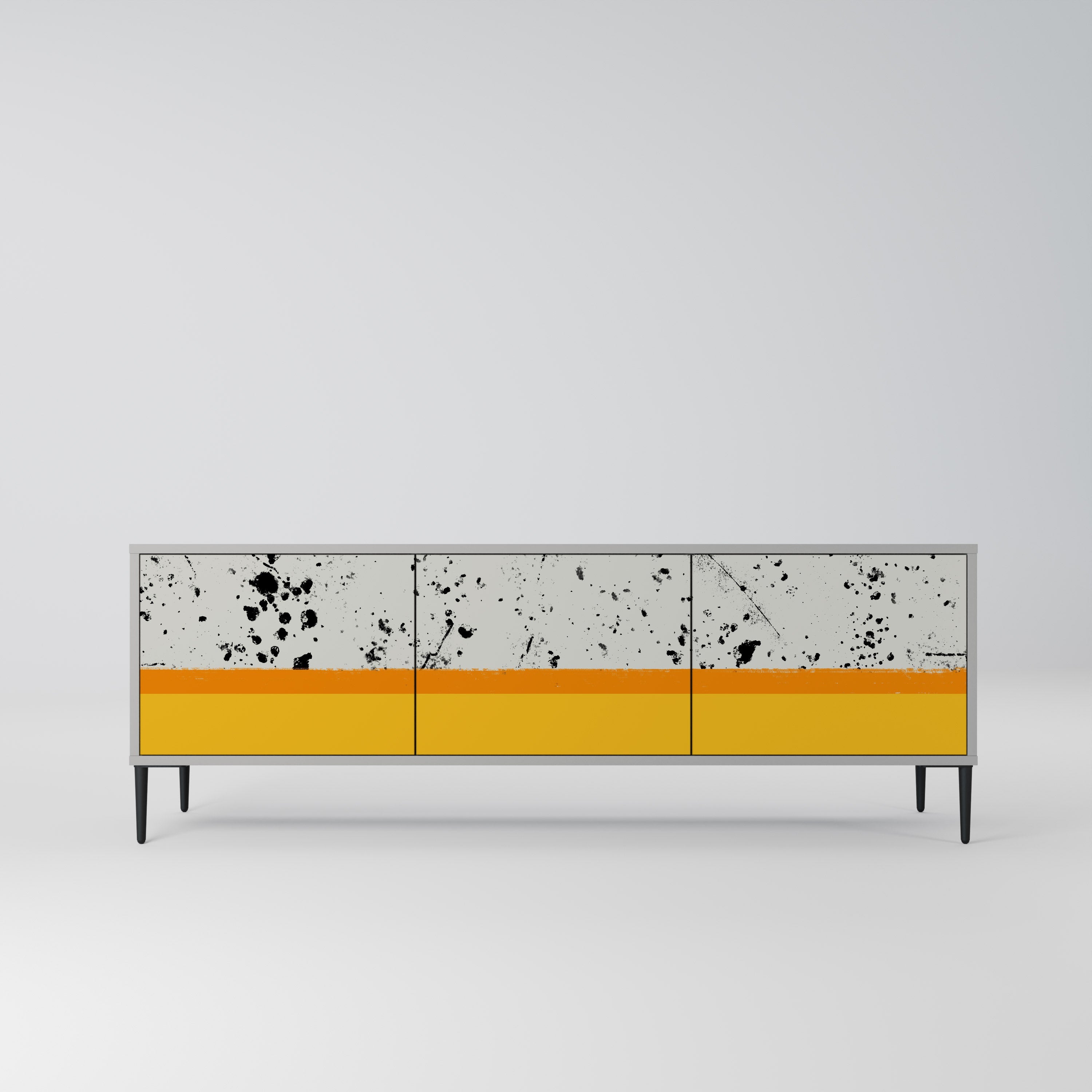 DYED BY ORANGE 3-Door TV Stand in Grey Finish