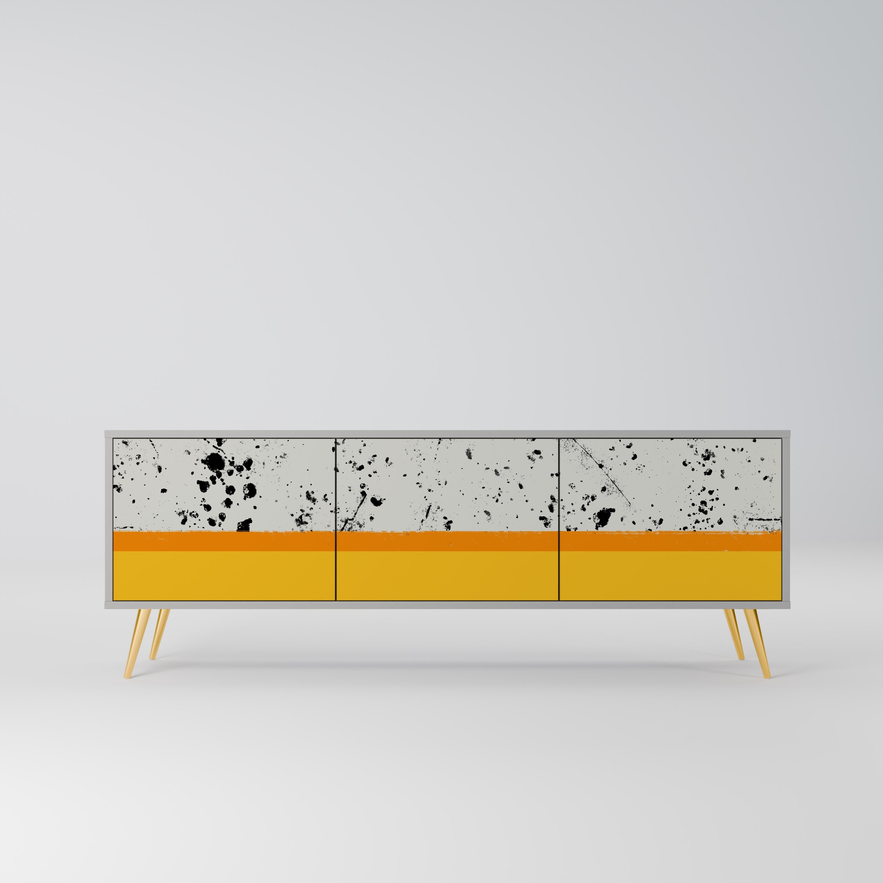 DYED BY ORANGE 3-Door TV Stand in Grey Finish